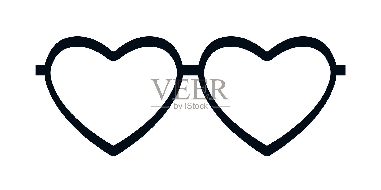 心形太阳镜矢量图。黑色太阳镜图标插画图片素材