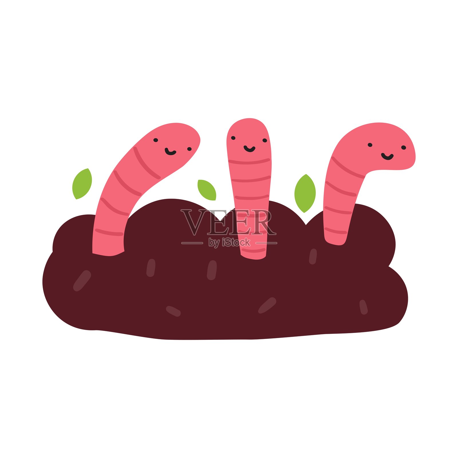 堆肥中的蚯蚓。插画图片素材