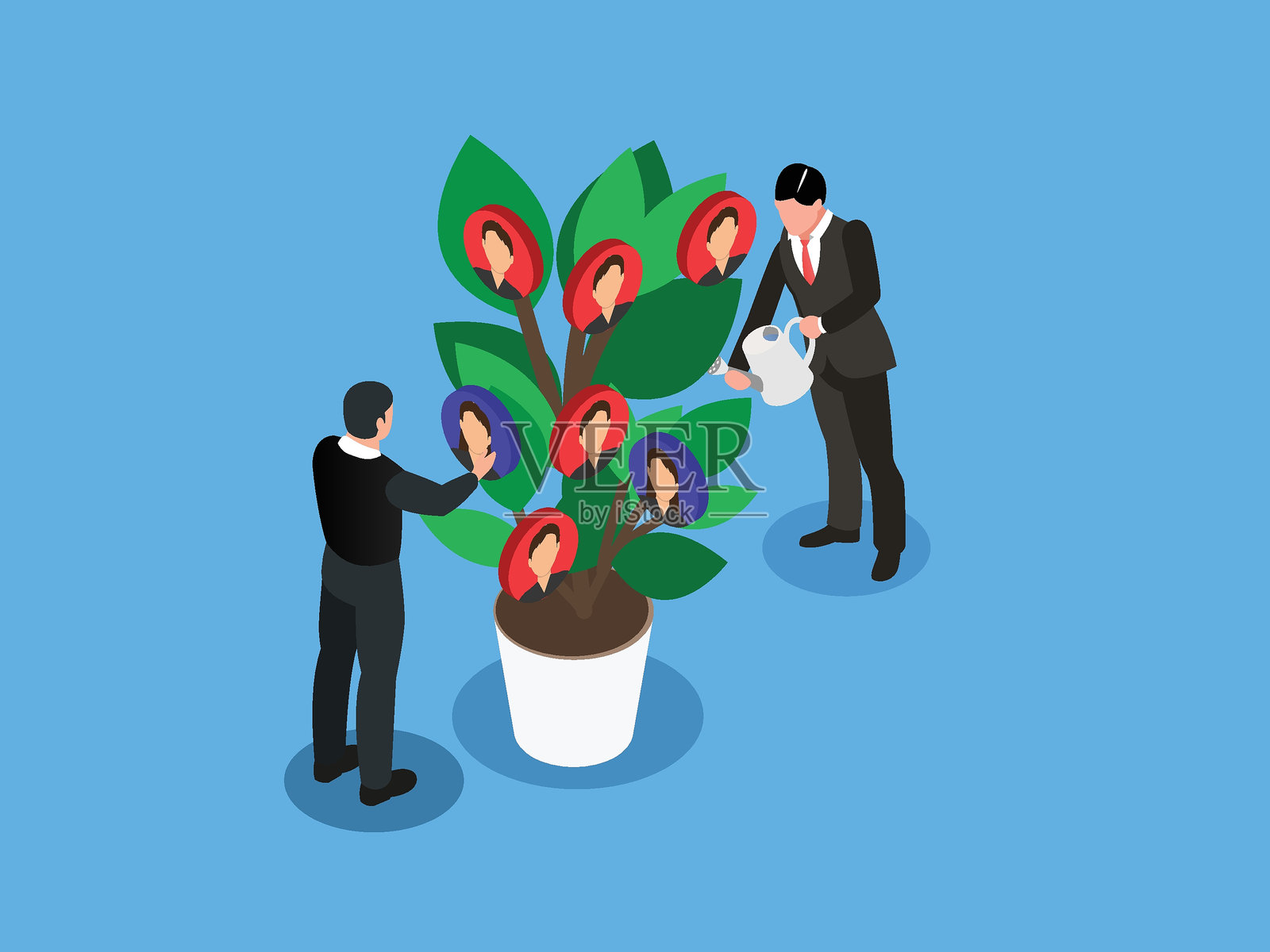 培养人才的商业概念 3D 等距矢量插图插画图片素材