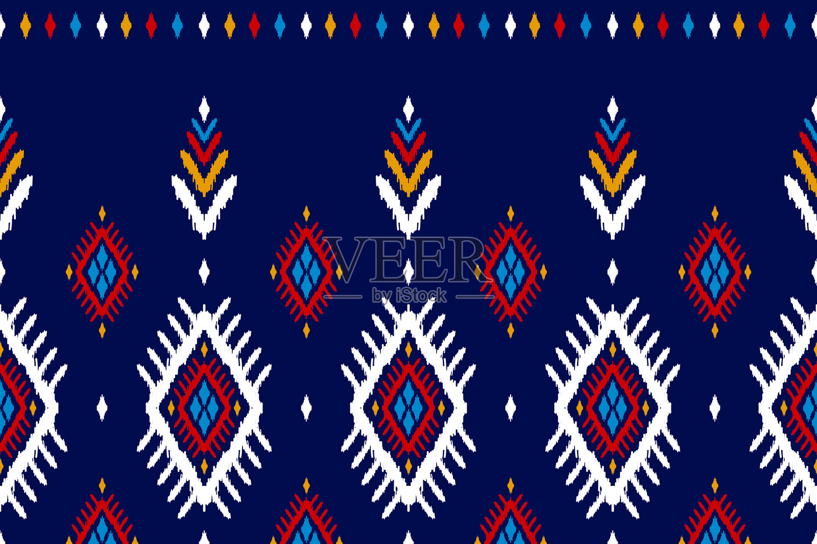 抽象民族图案艺术。传统的伊卡特无缝图案。美式、墨西哥风格。插画图片素材