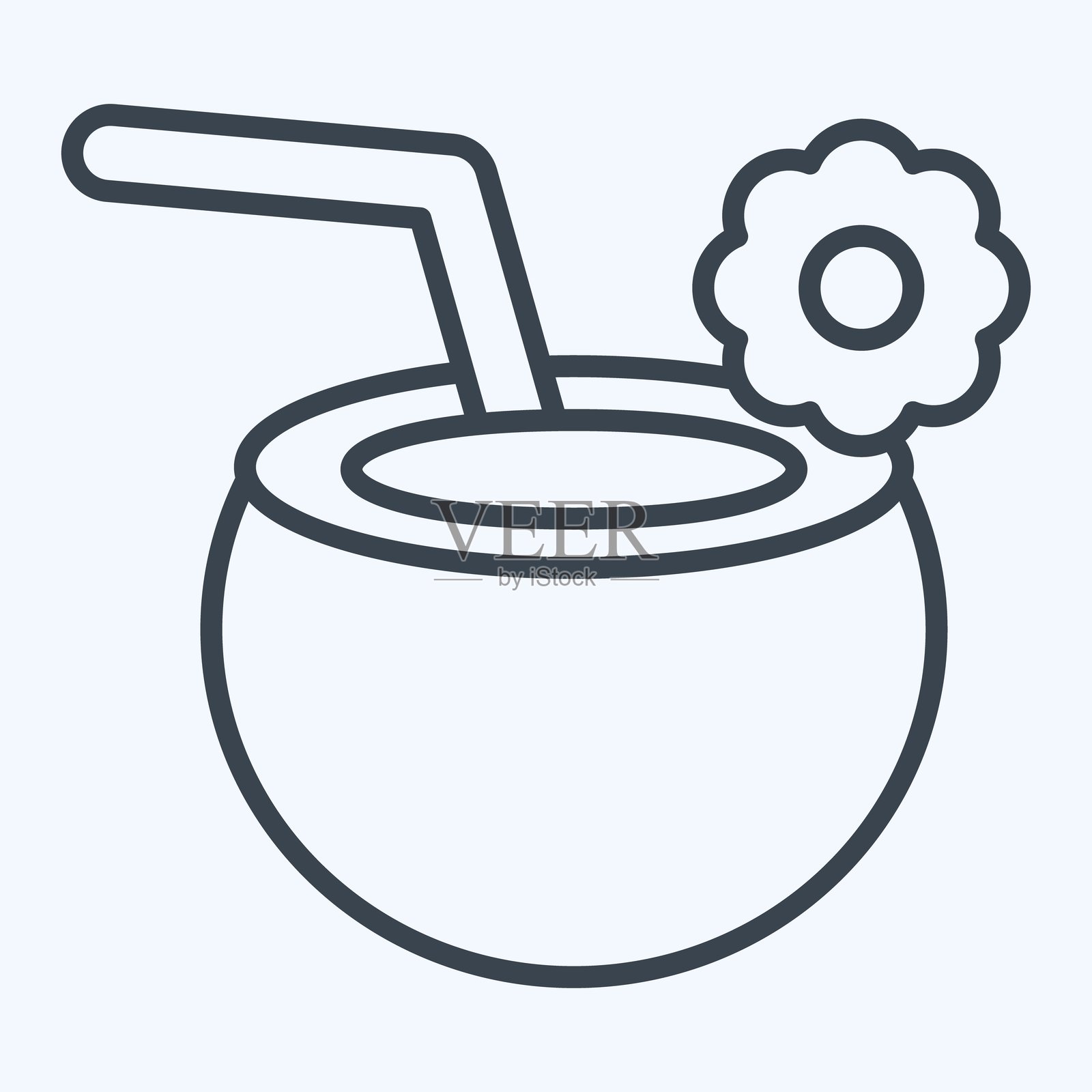 椰子图标。与夏季象征相关。线条风格。设计可编辑。插画图片素材