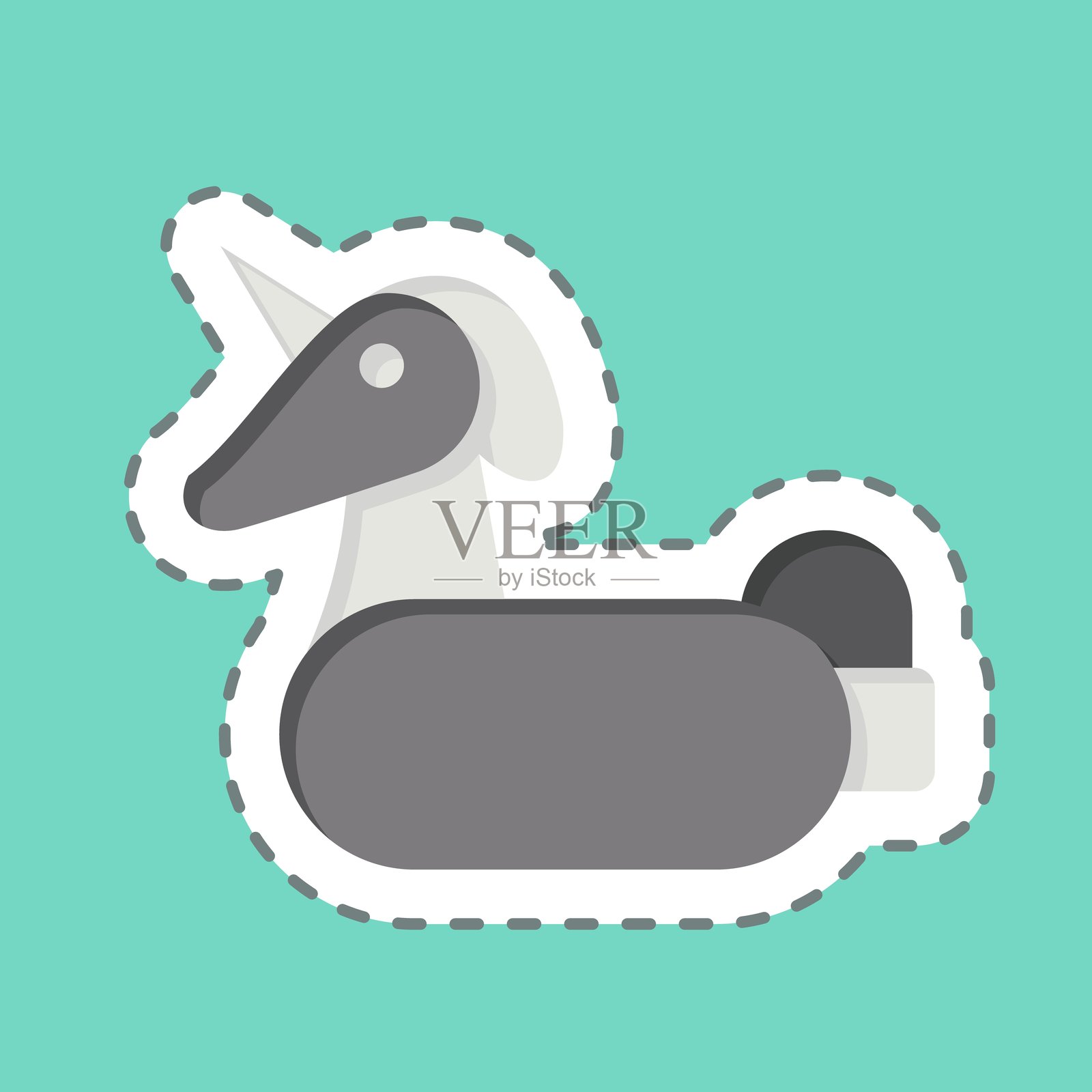 夏季符号相关的救生圈贴纸线条，设计可编辑插画图片素材