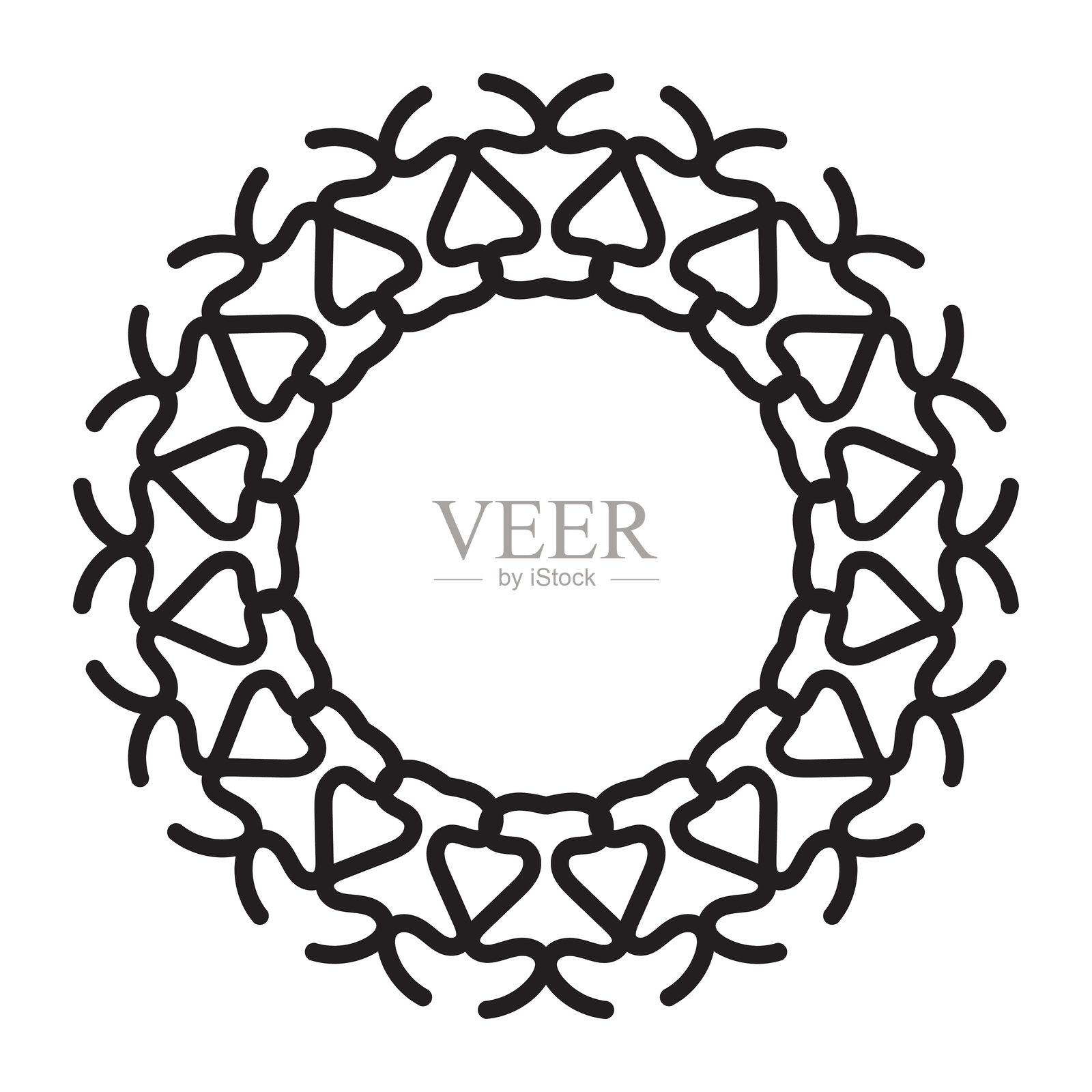 黑色几何圆形框架，孤立于白色背景上插画图片素材