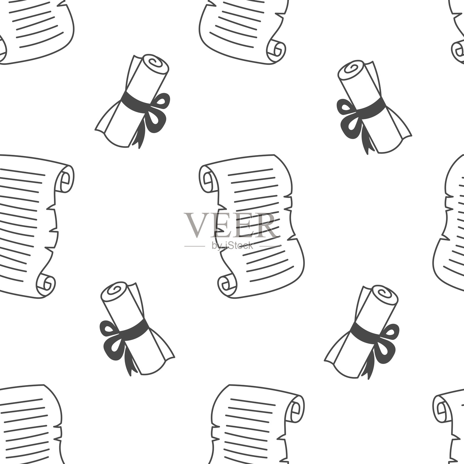 羊皮纸卷轴无缝图案插画图片素材