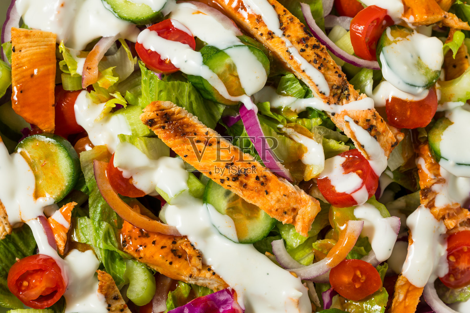 健康自制水牛鸡肉沙拉照片摄影图片