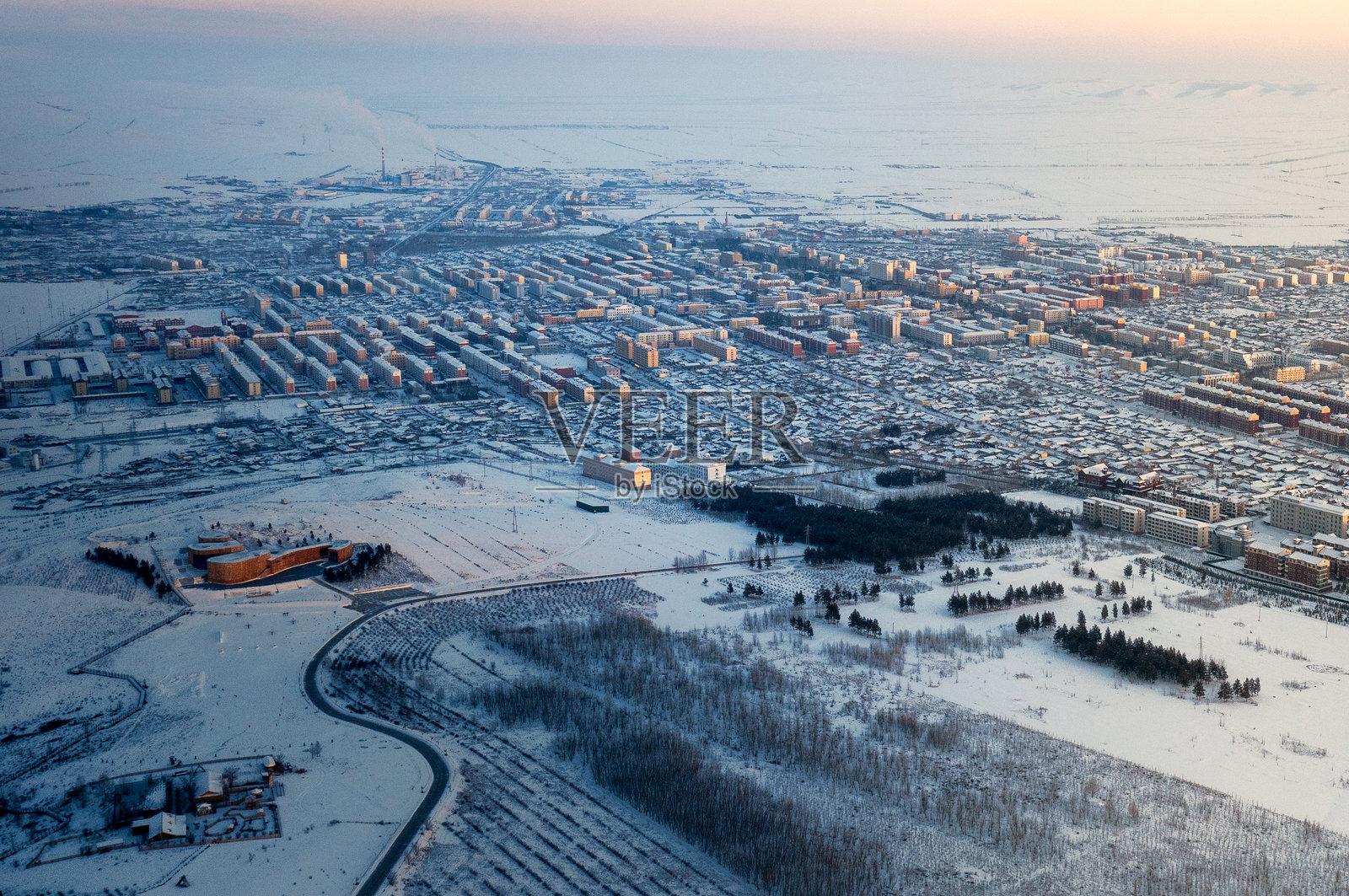 海拉尔市的鸟瞰图照片摄影图片