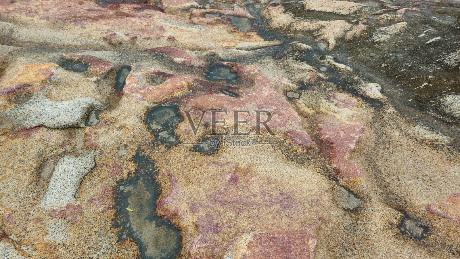 越南芽庄市海边的洪冲岩石花园中巨大的海岸岩石特写。照片摄影图片