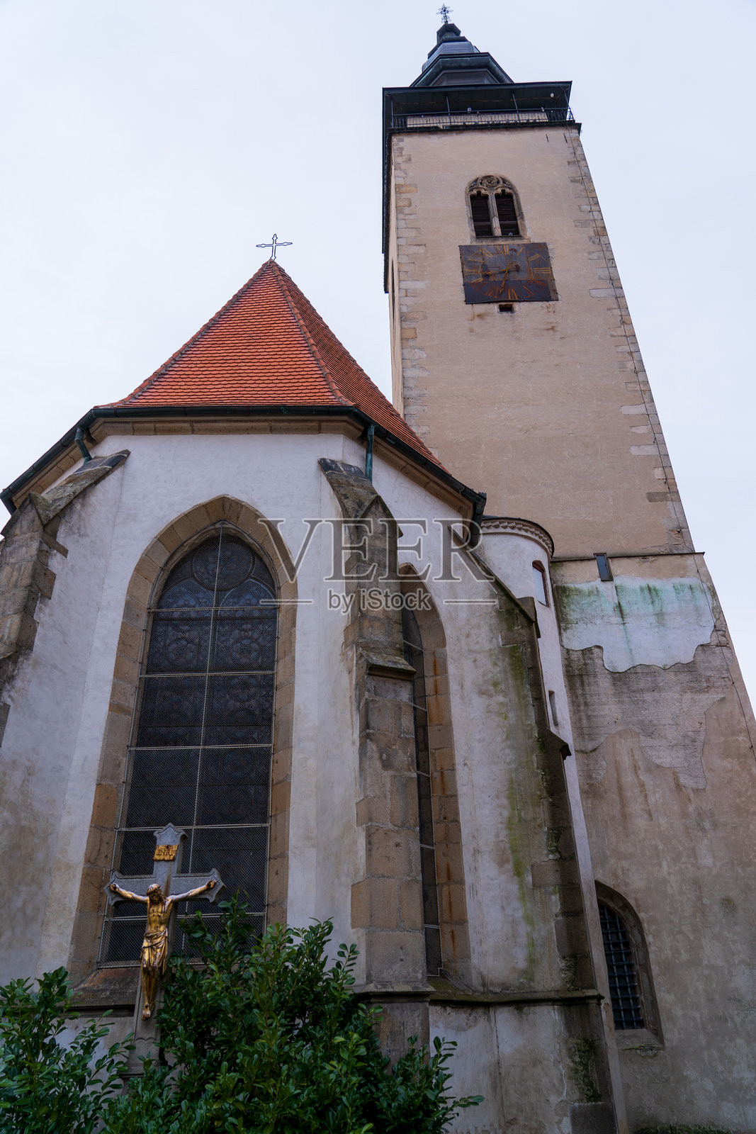 捷克共和国特尔奇 - 2025年1月4日：市中心的城市风光。特尔奇的城市景观，这是一座历史悠久的城市。照片摄影图片