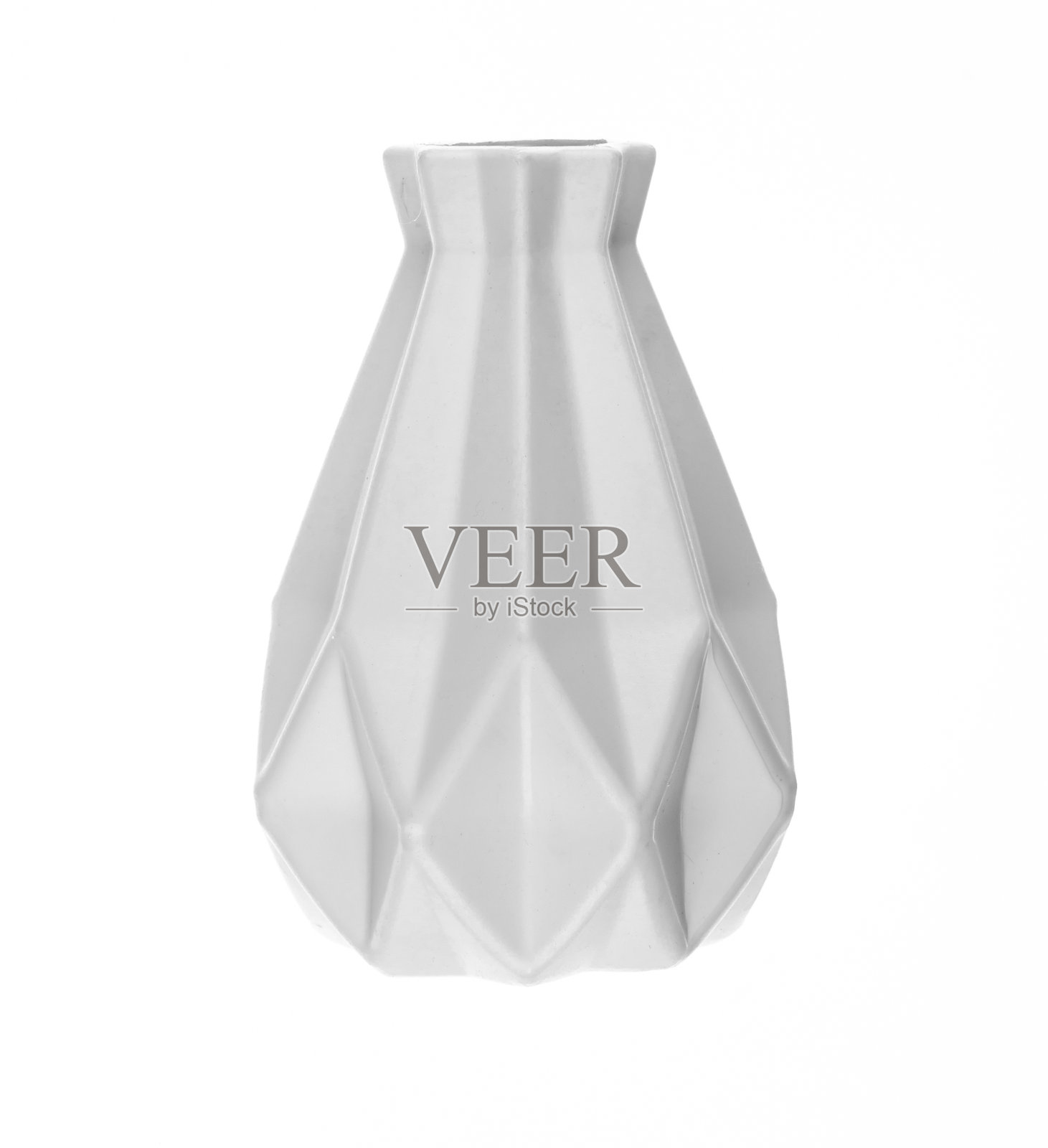 白色塑料花瓶，孤立在白色背景上照片摄影图片