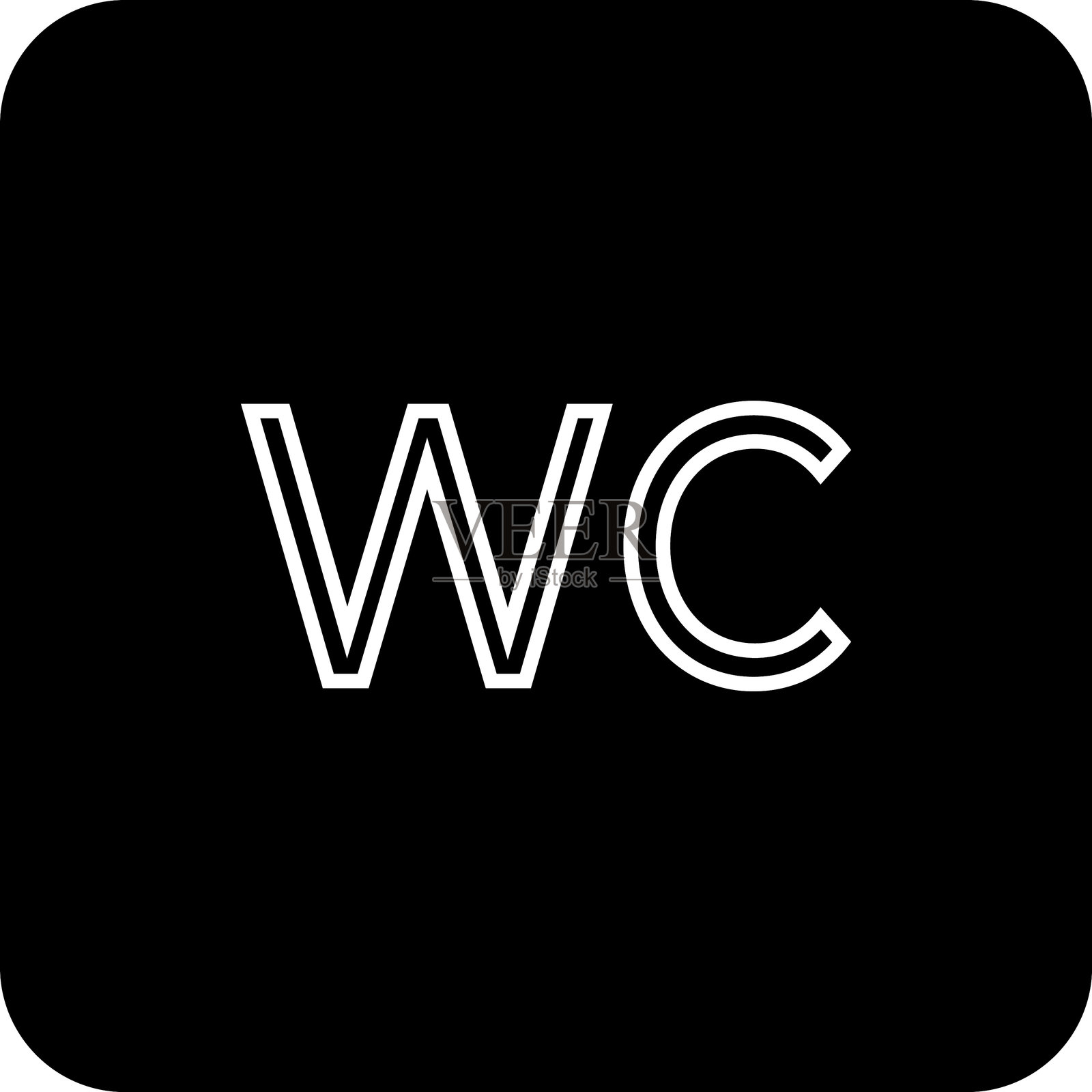 厕所矢量图标。卫生间标志。女性或男性洗手间。卫生间门牌符号插图。插画图片素材