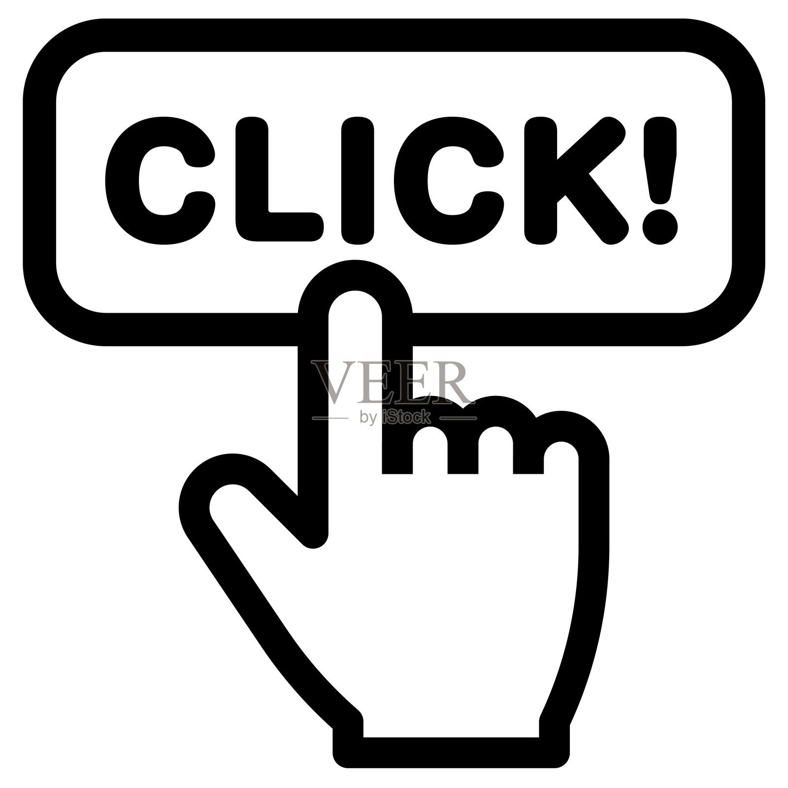 手指按下点击按钮，矢量插图插画图片素材