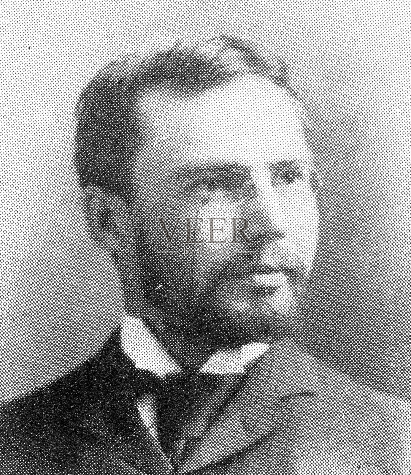 19世纪男子肖像：亨利·A·托德插画图片素材