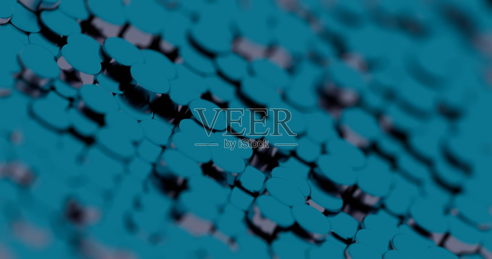 蓝色和红色圆圈的3D抽象渲染，带有光亮高光 - 未来派几何设计照片摄影图片