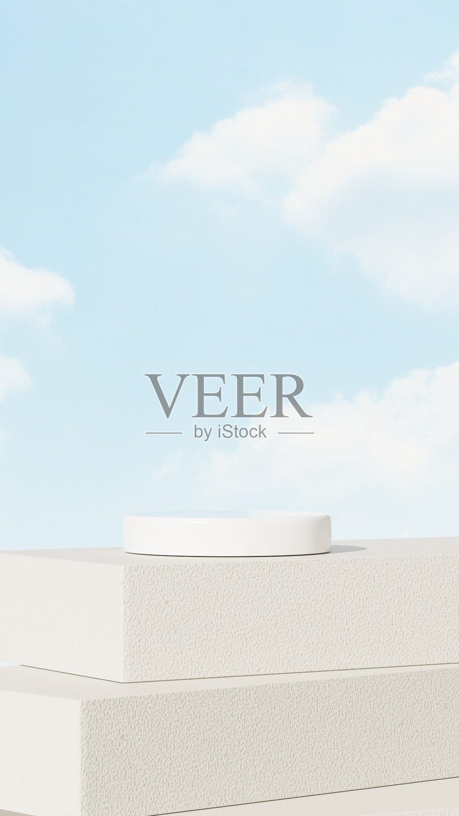 自然的3D渲染讲台模板，适合用于产品展示场景的肖像设置。照片摄影图片