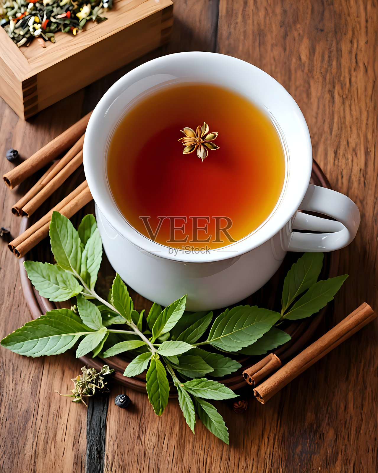 桌子上的一杯绿茶照片摄影图片