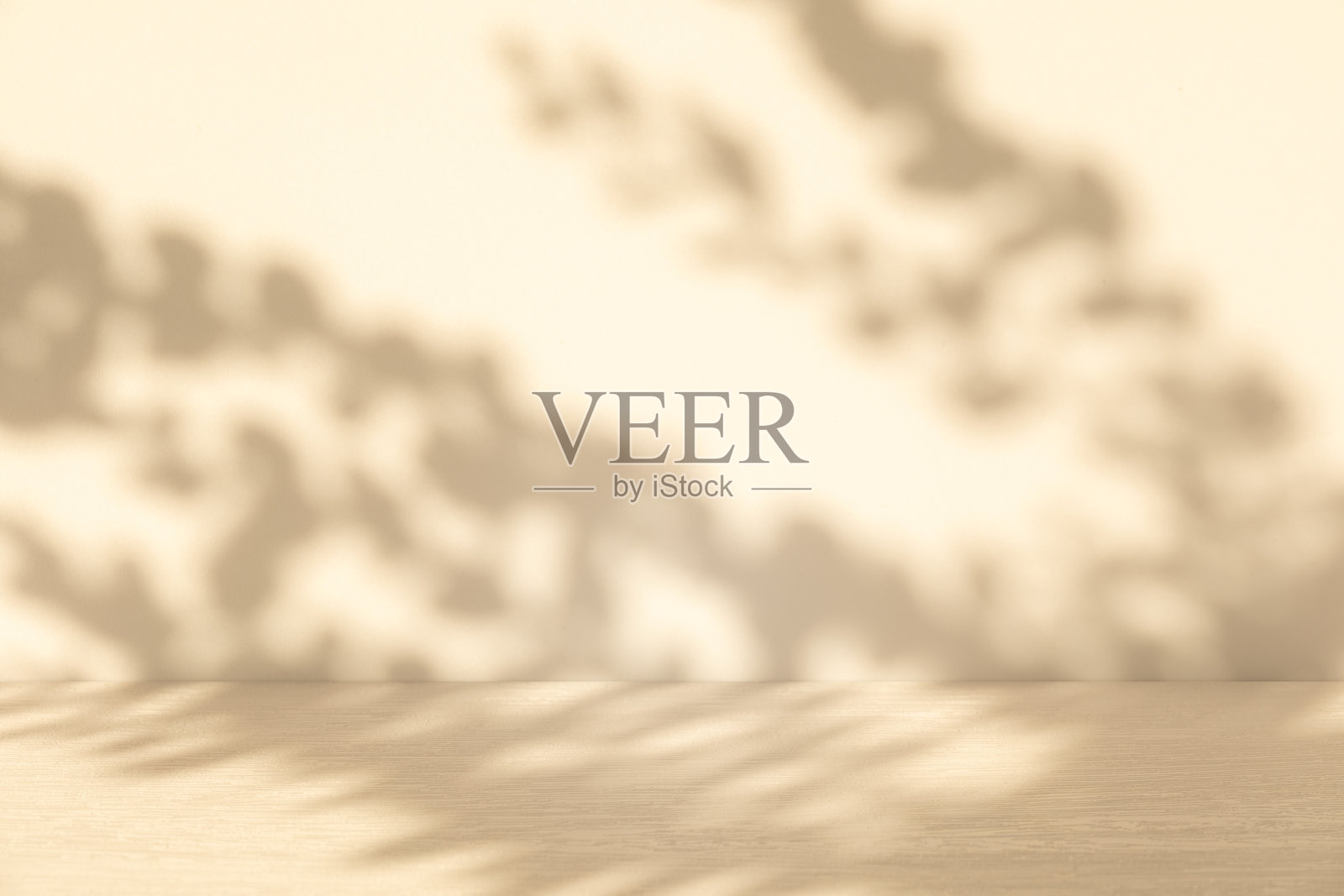 工作室风格的背景墙装饰展示，使用白色和米色调，窗户投射的阴影，构思出一种装饰效果。照片摄影图片