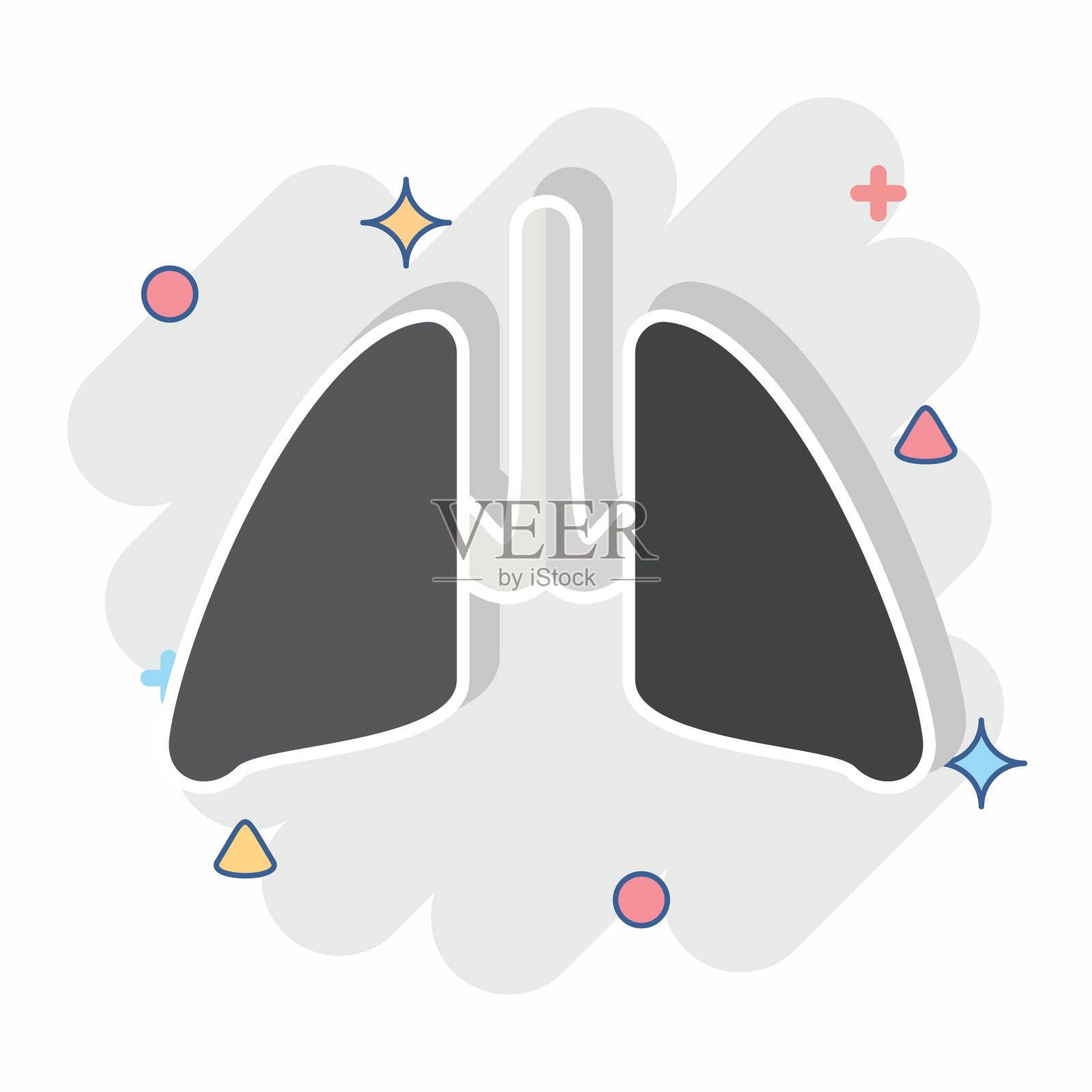 肺部图标。与医疗保健符号相关。漫画风格。设计可编辑。插画图片素材