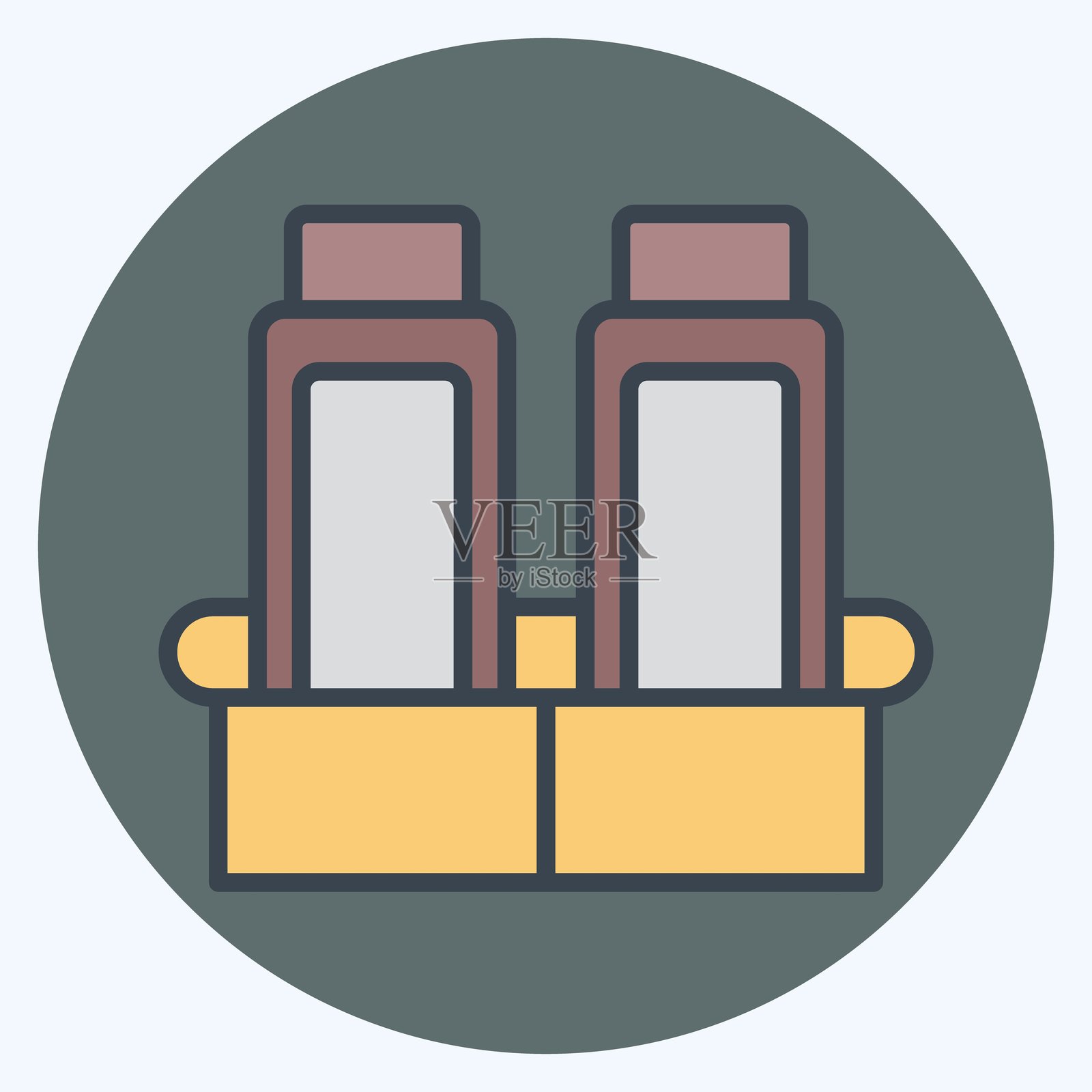 经济舱图标，旅行相关符号，色彩搭配风格，可编辑设计插画图片素材