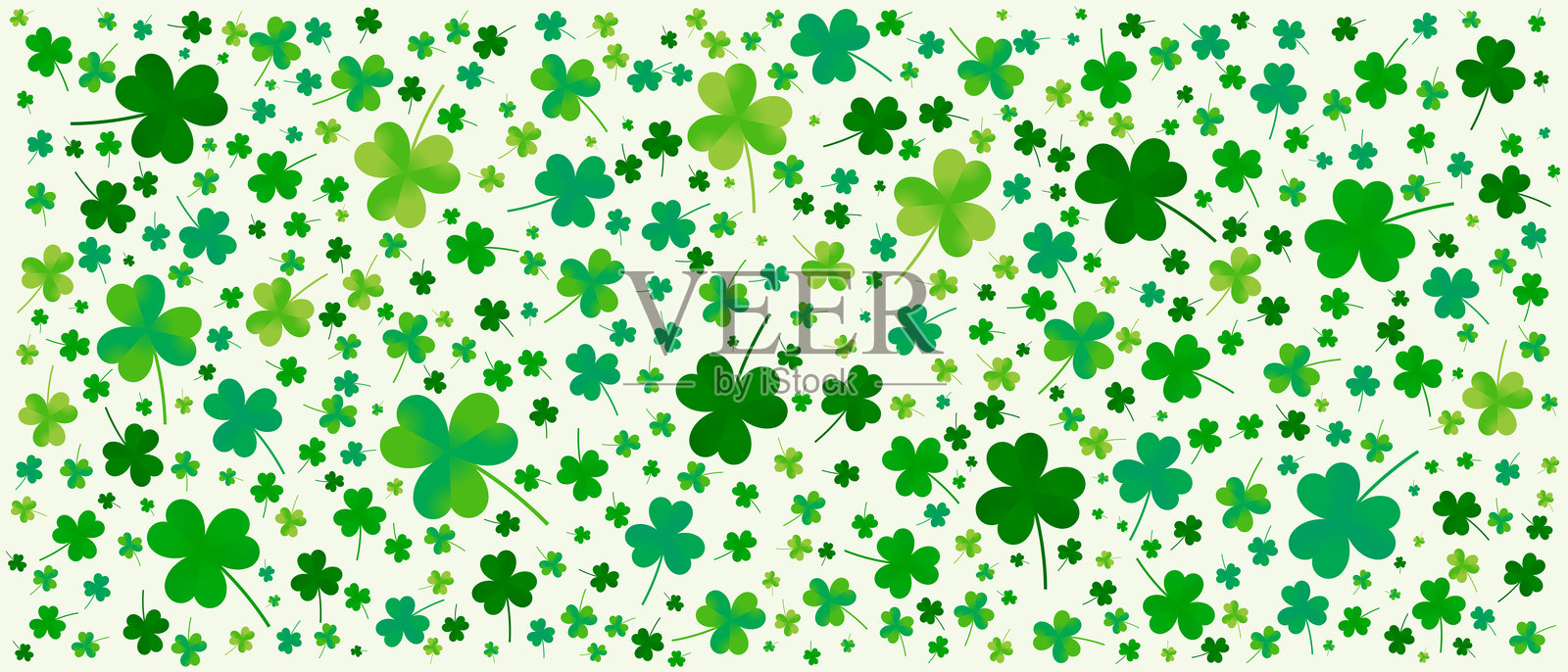 新鲜自然的三叶草图案纹理横幅背景矢量图插画图片素材
