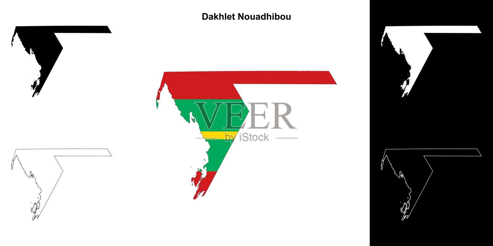 达赫勒特·努瓦迪布地区轮廓地图集插画图片素材