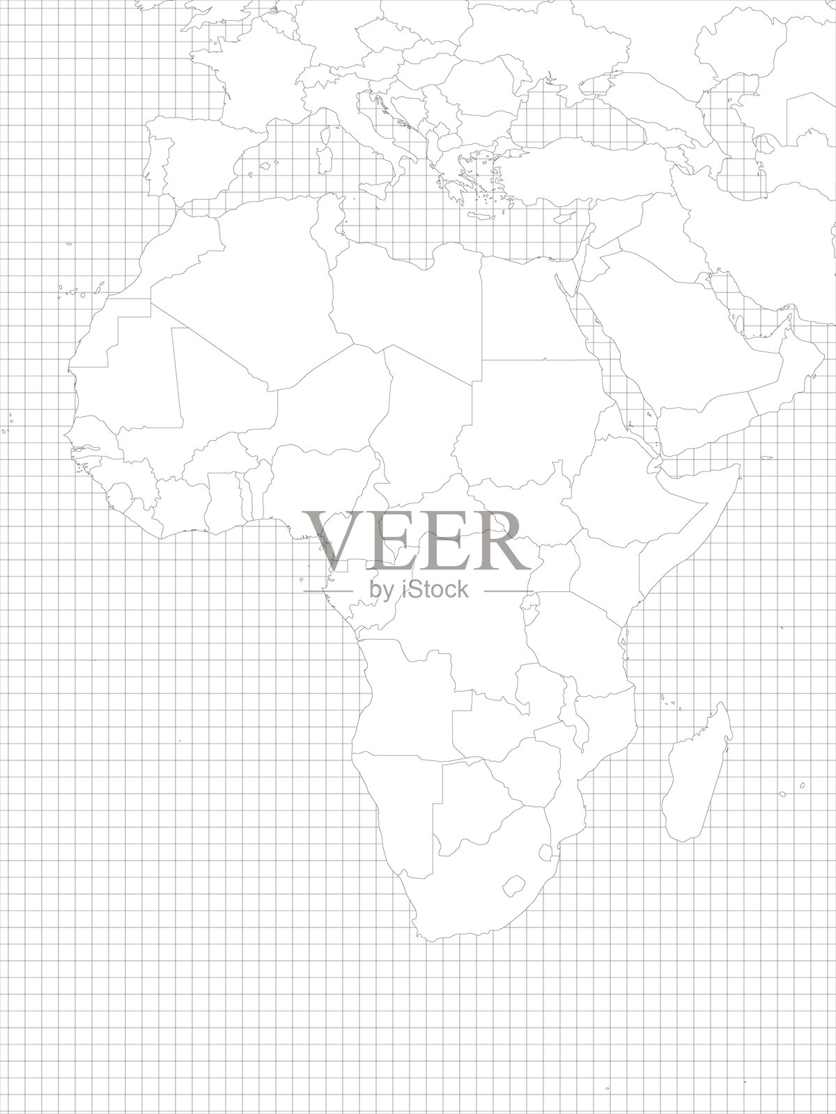 非洲简单轮廓空白地图插画图片素材
