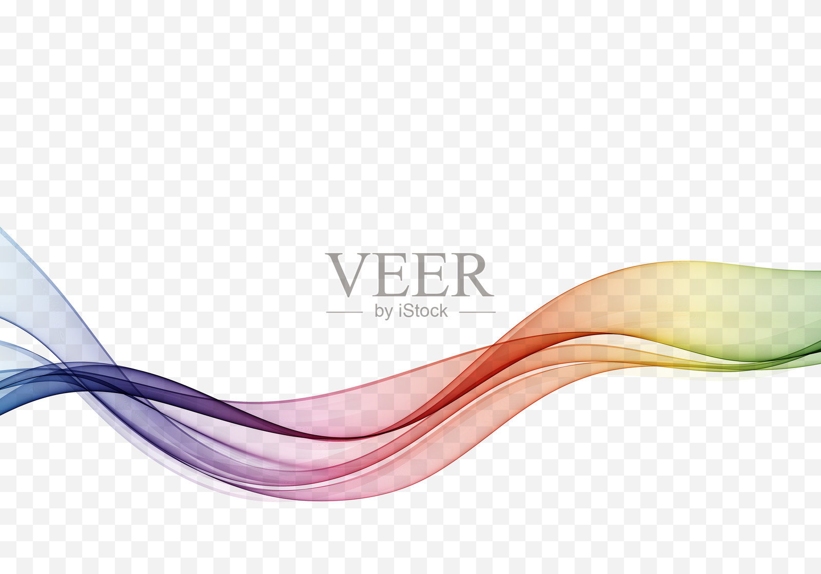 彩虹色波浪线的流动。抽象透明波浪背景。插画图片素材