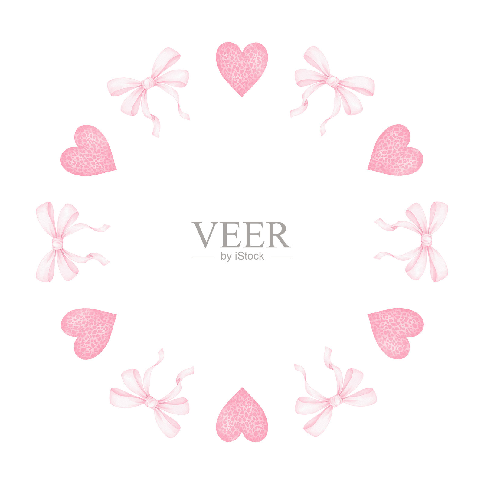 情人节心形框架，带蝴蝶结34插画图片素材