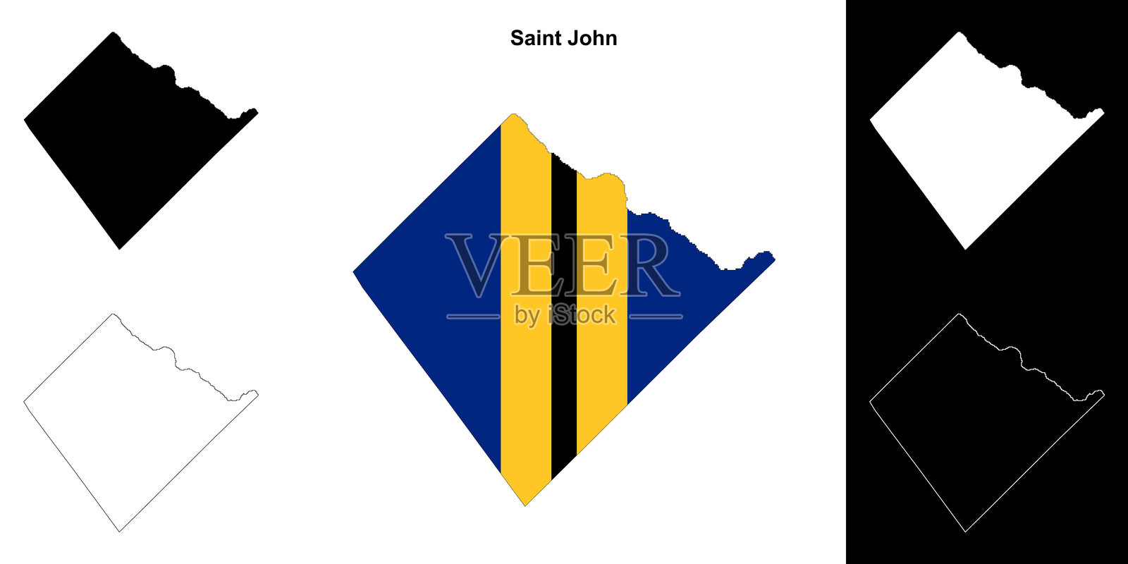 圣约翰教区轮廓地图套件插画图片素材