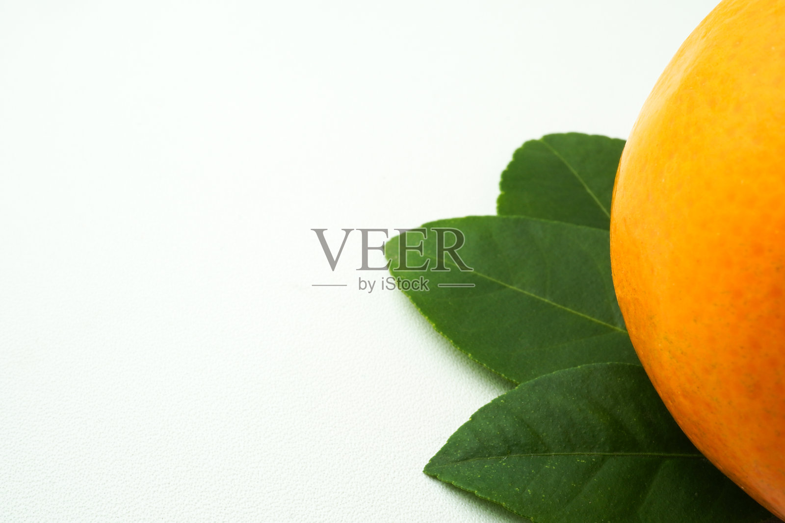 成熟的橘子和绿色橙叶，孤立在白色背景上。适合中国农历新年的概念。照片摄影图片