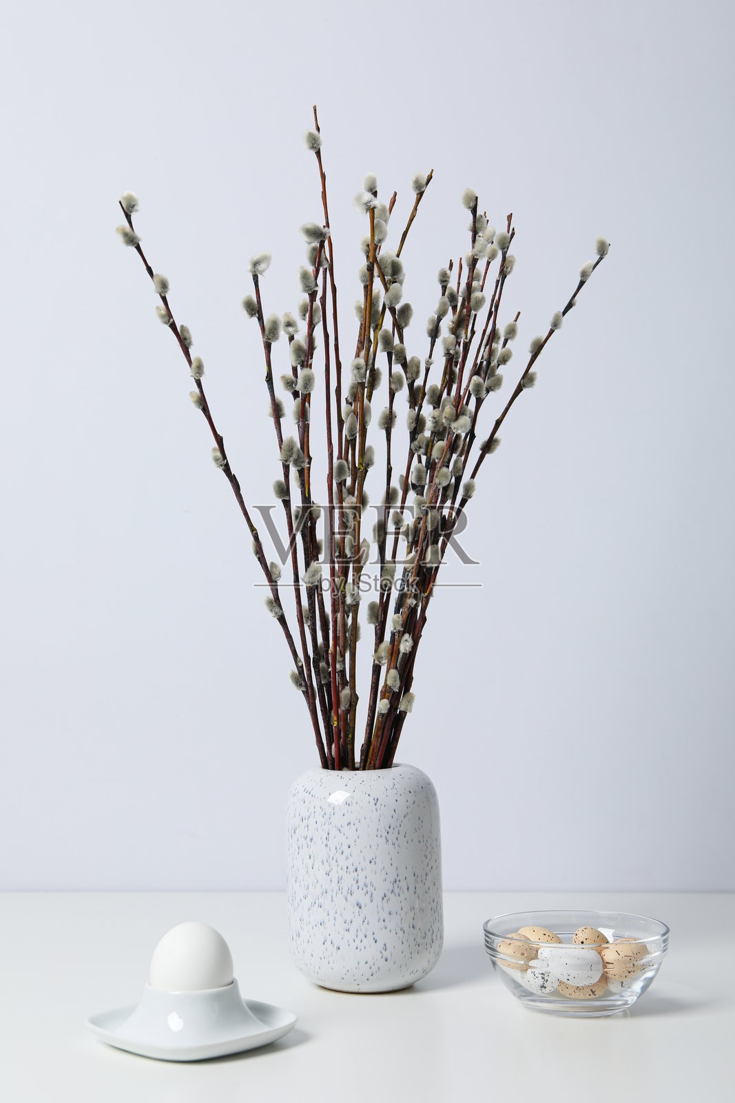 春季假期 - 复活节，复活节与柳树的概念照片摄影图片