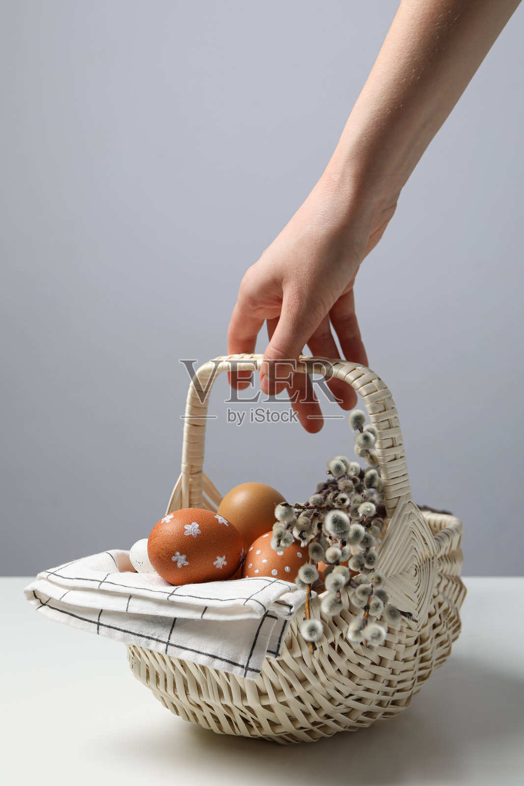 春假 - 复活节，复活节的柳树概念照片摄影图片