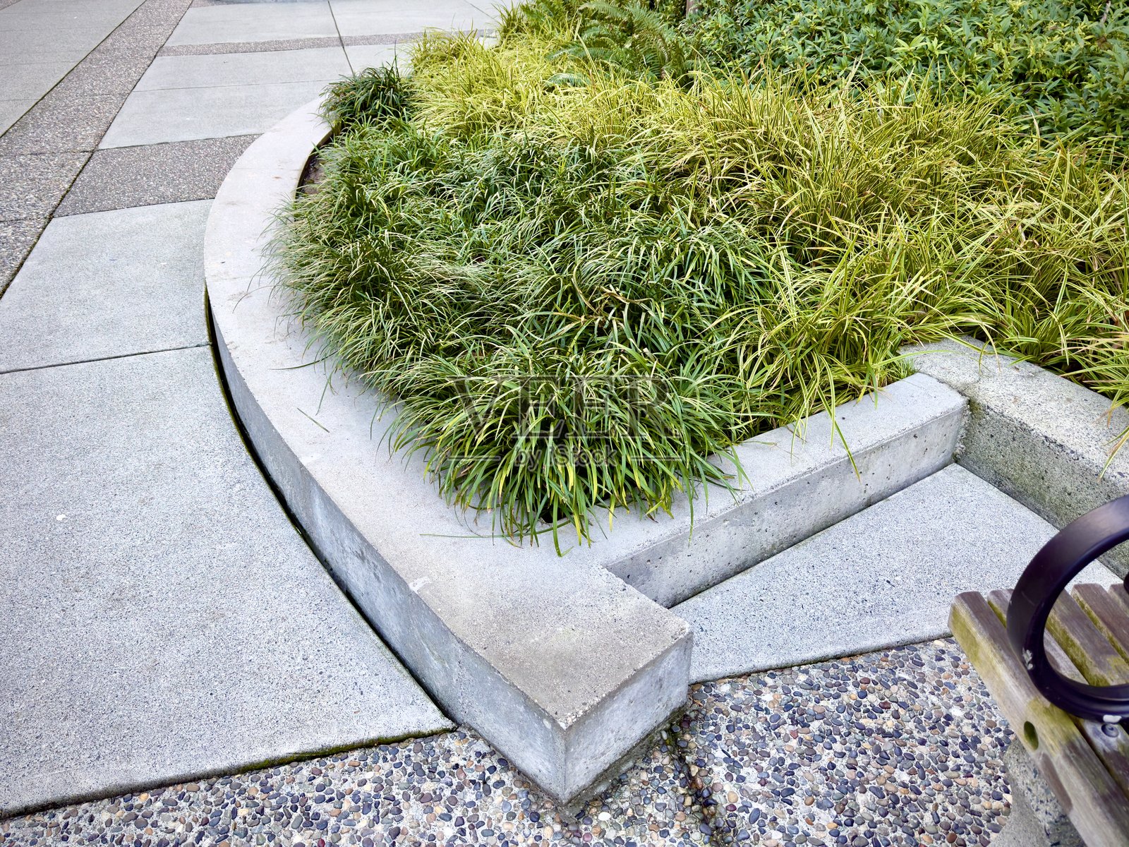 城市草坪，曲线形状，绿草如茵照片摄影图片