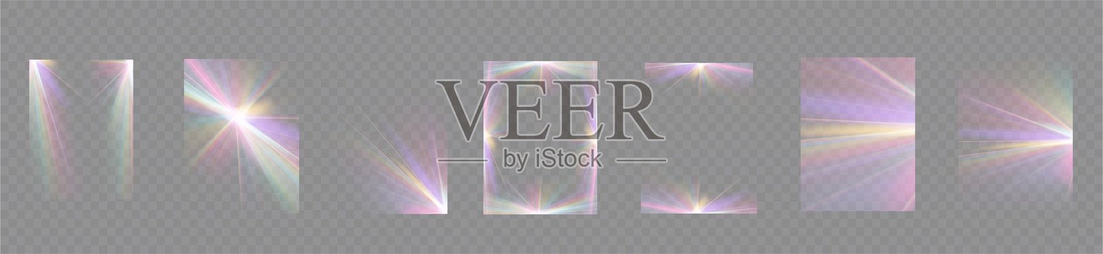 水晶星。水晶光线，阳光照射下的红色、黄色和蓝色彩虹。光学火焰光效。闪烁光芒。矢量镜头眩光泄漏反射效果。阳光。照片摄影图片