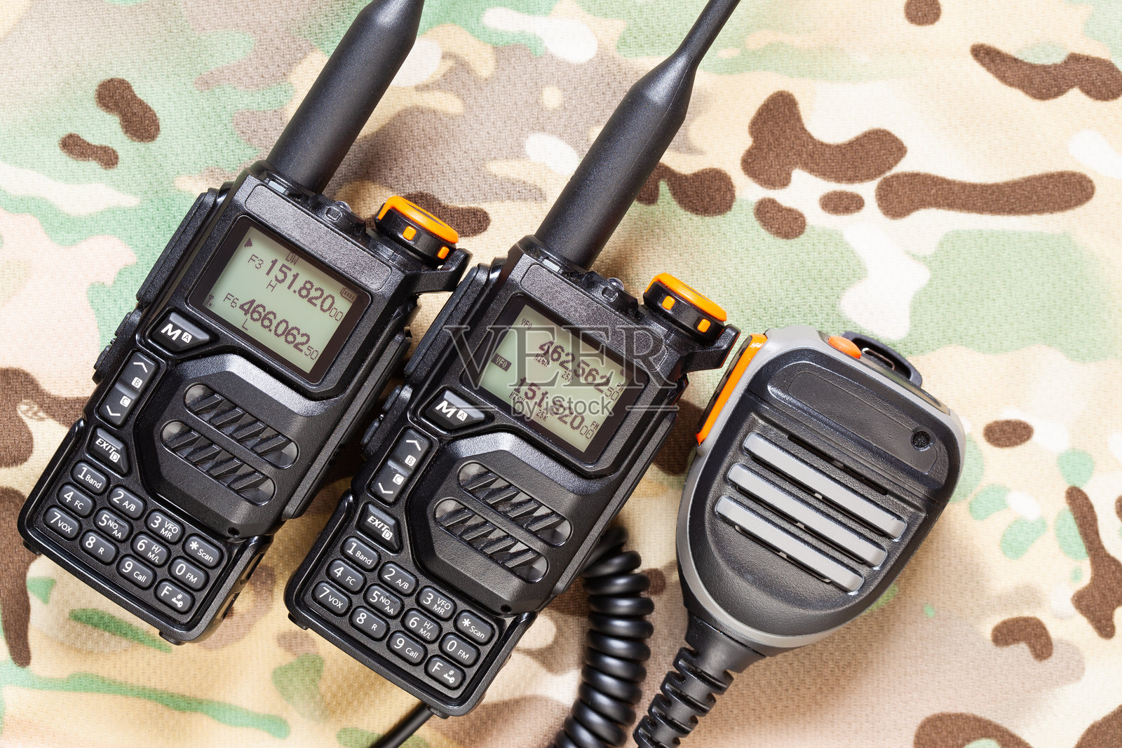 双频双向对讲机配有麦克风照片摄影图片