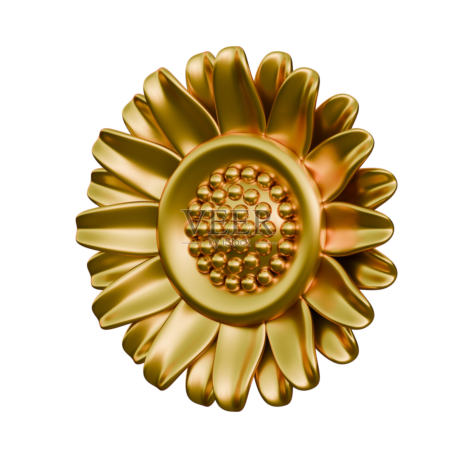 金色向日葵花瓣3D设计元素照片摄影图片