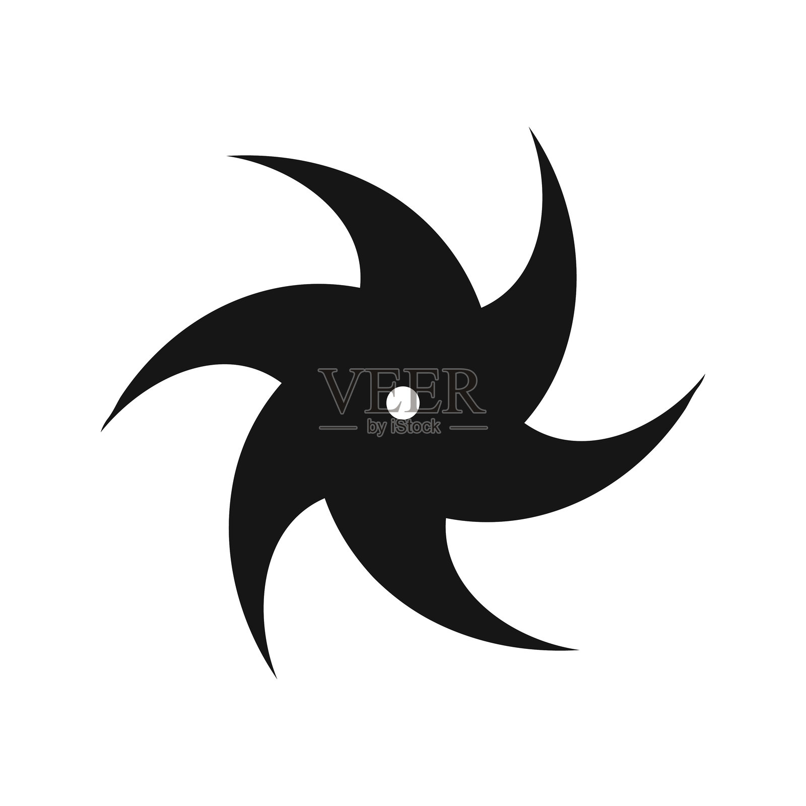 旋转或旋涡图标。风扇、螺旋桨或风车玩具标志。流动、漩涡、眩晕或龙卷风符号，独立于白色背景。矢量图形插图。插画图片素材