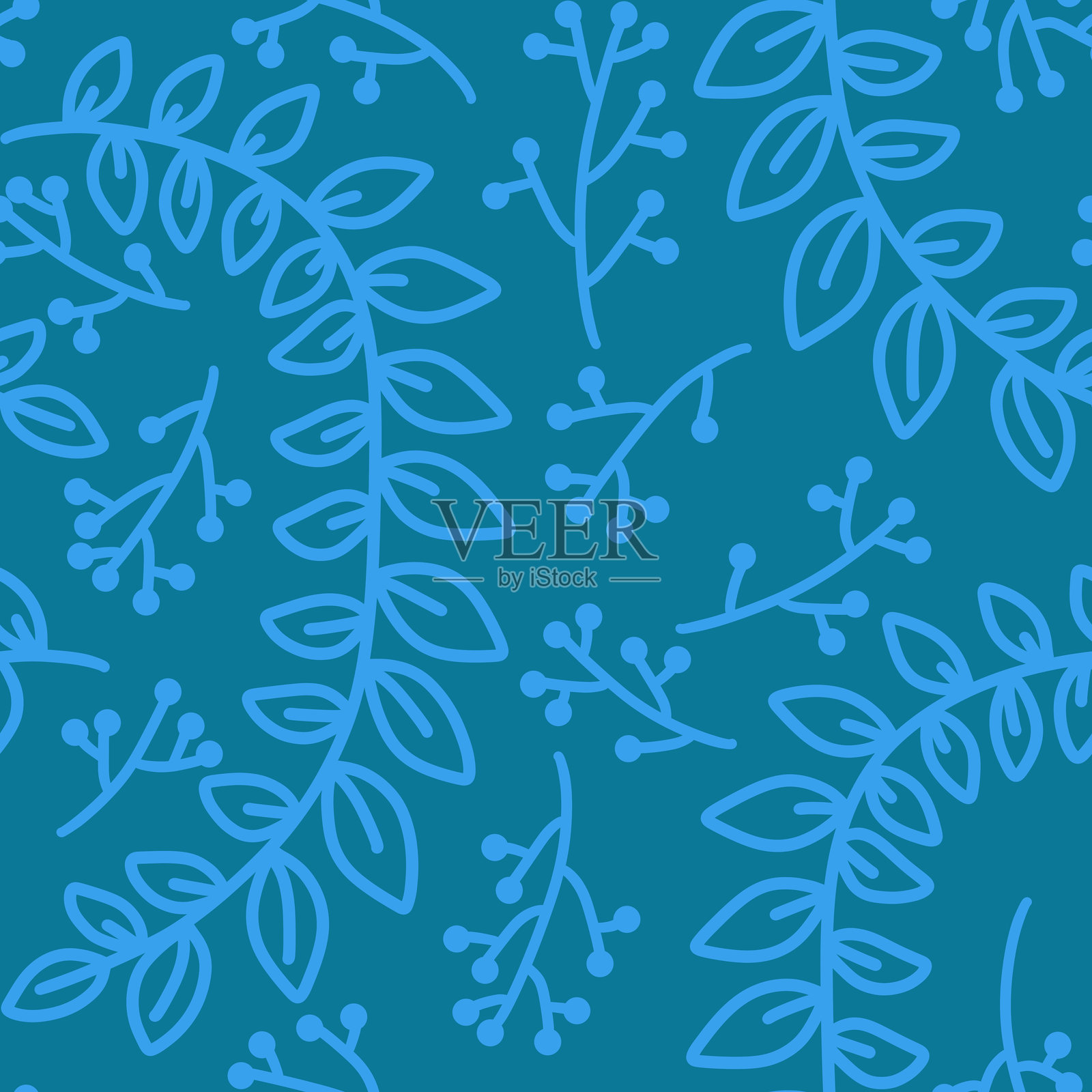 秋季花卉无缝山楂果图案，适用于面料、纺织品和包装设计插画图片素材