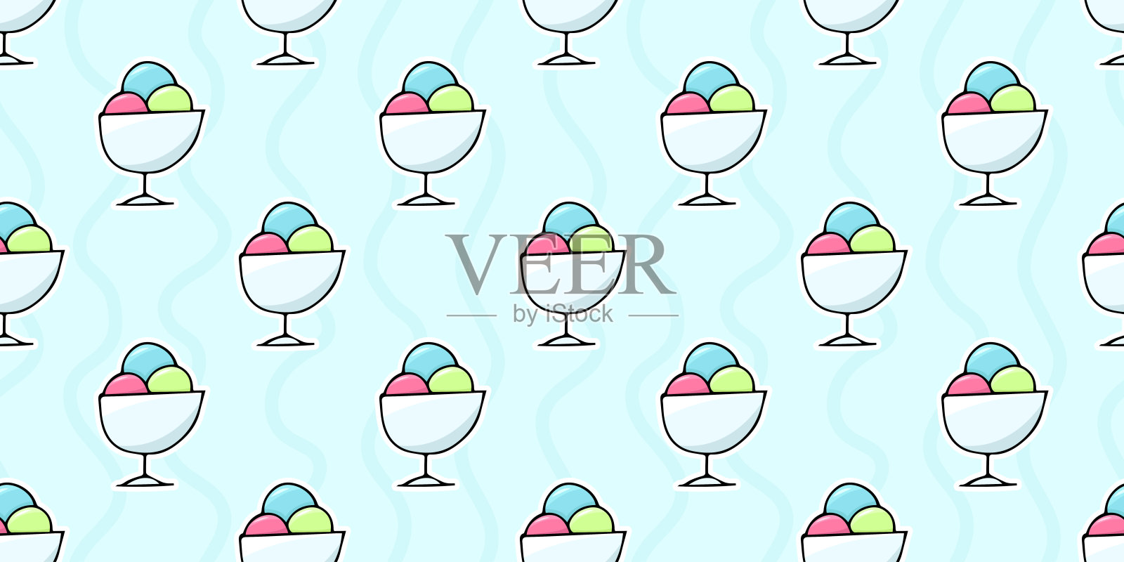 可爱的无缝甜点图案。插画图片素材