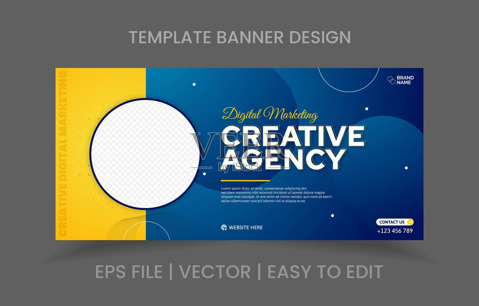 黄色和蓝色的商业模板横幅设计插画图片素材