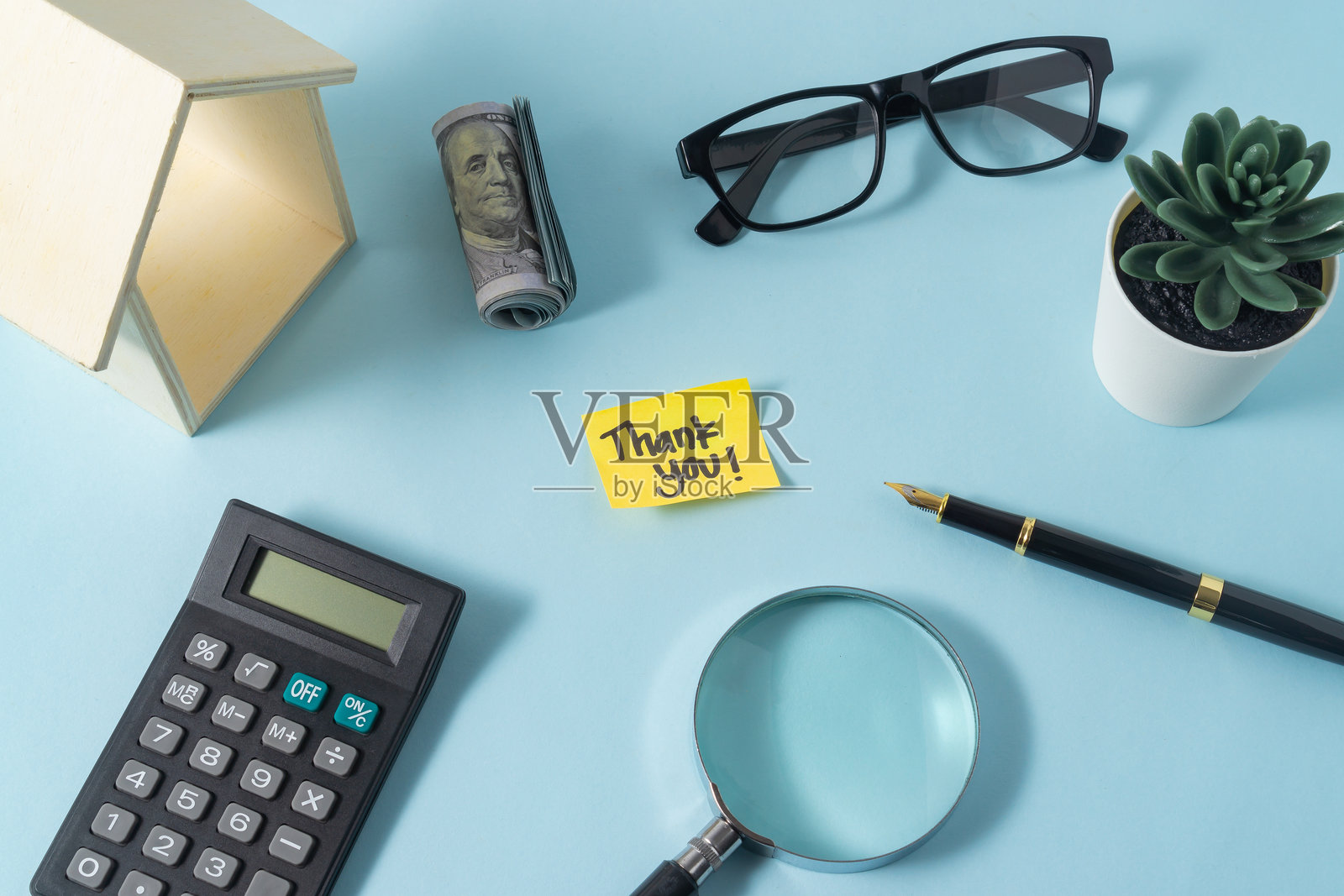 个人发展激励词，感谢您，灵感手写在便签纸上照片摄影图片