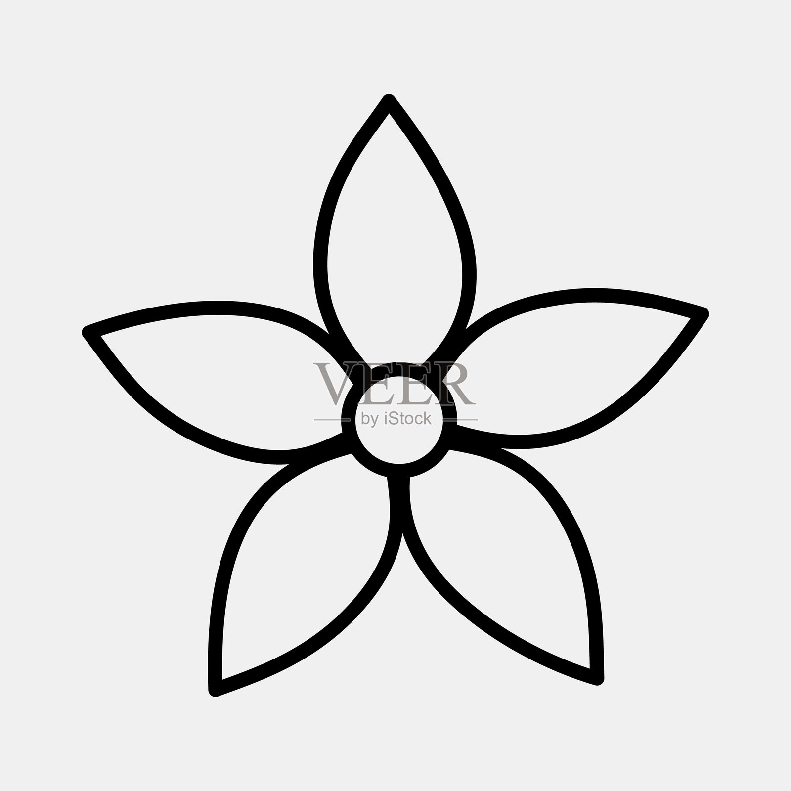 茉莉花图标。美丽的花卉元素。线条风格的图标。插画图片素材