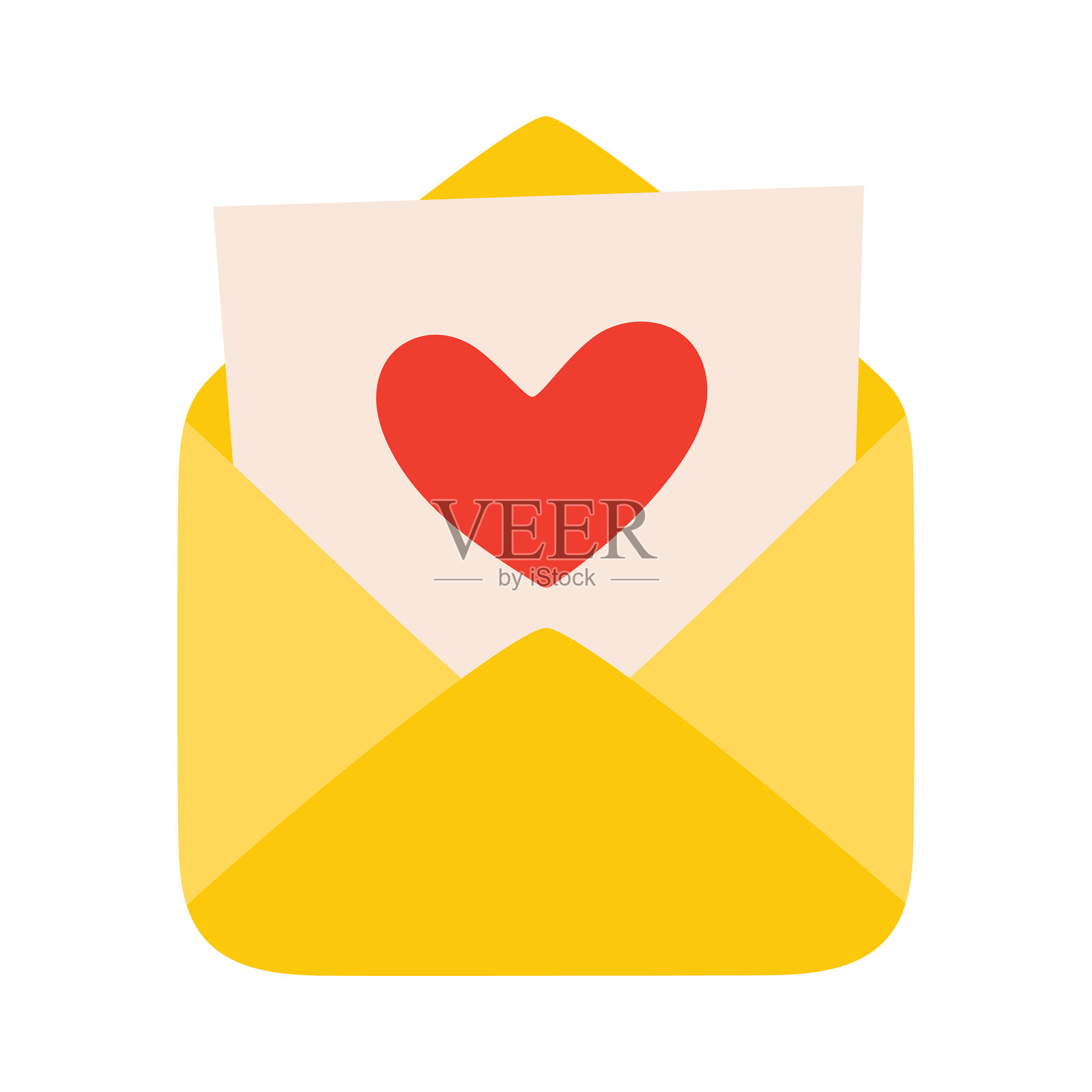 带有心形明信片的信封插画图片素材