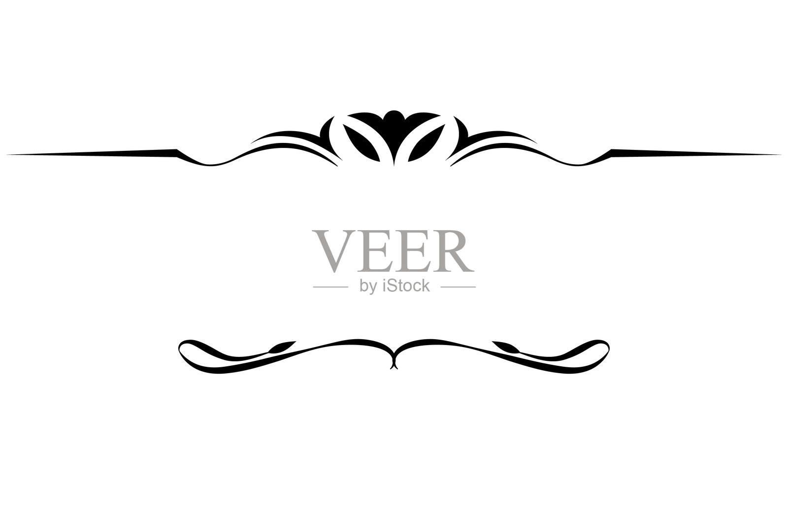 黑白色的文本分隔符和分隔线集合插画图片素材