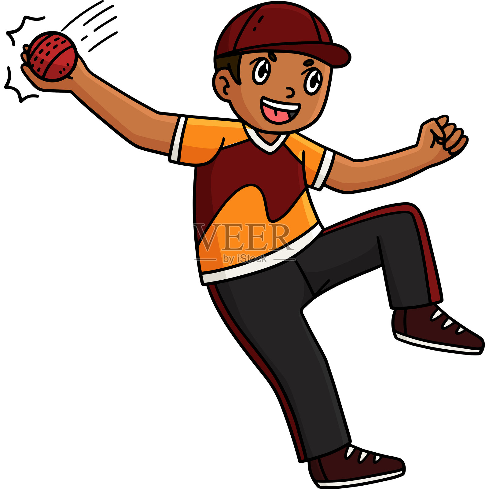 卡通剪贴画中的板球场外员接球插画图片素材