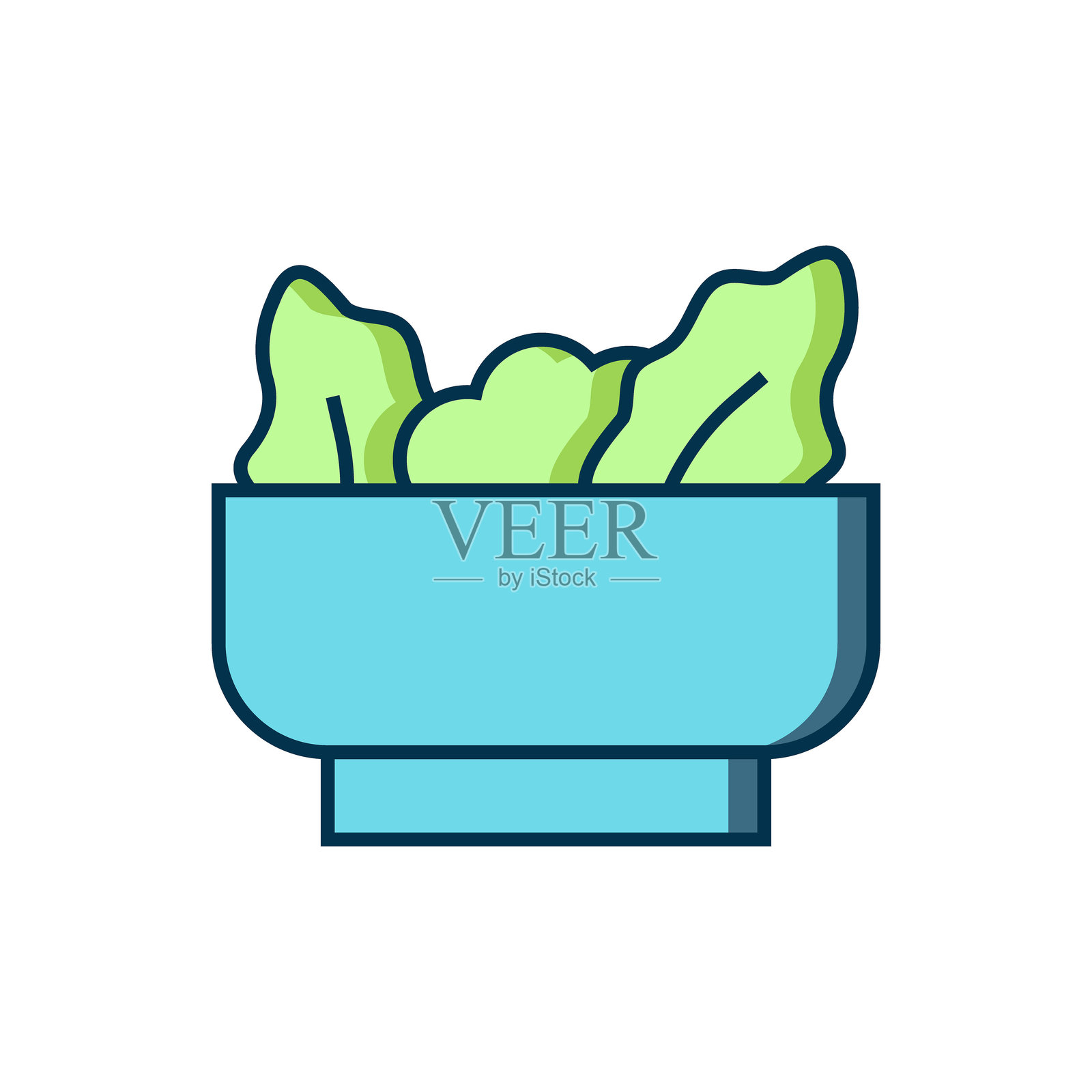 填充轮廓的馄饨图标，背景为白色。中国美食。扁平填充轮廓风格，带阴影。矢量图。插画图片素材