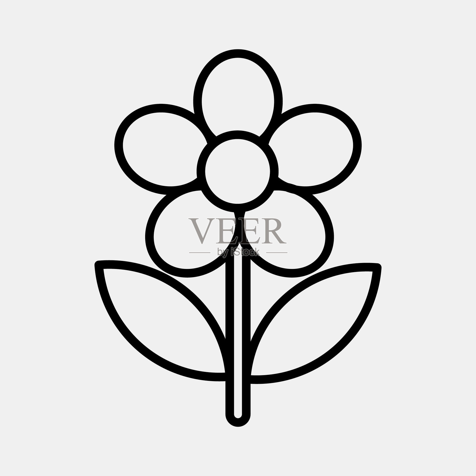 雏菊图标。美丽的花卉元素。线条风格的图标。插画图片素材