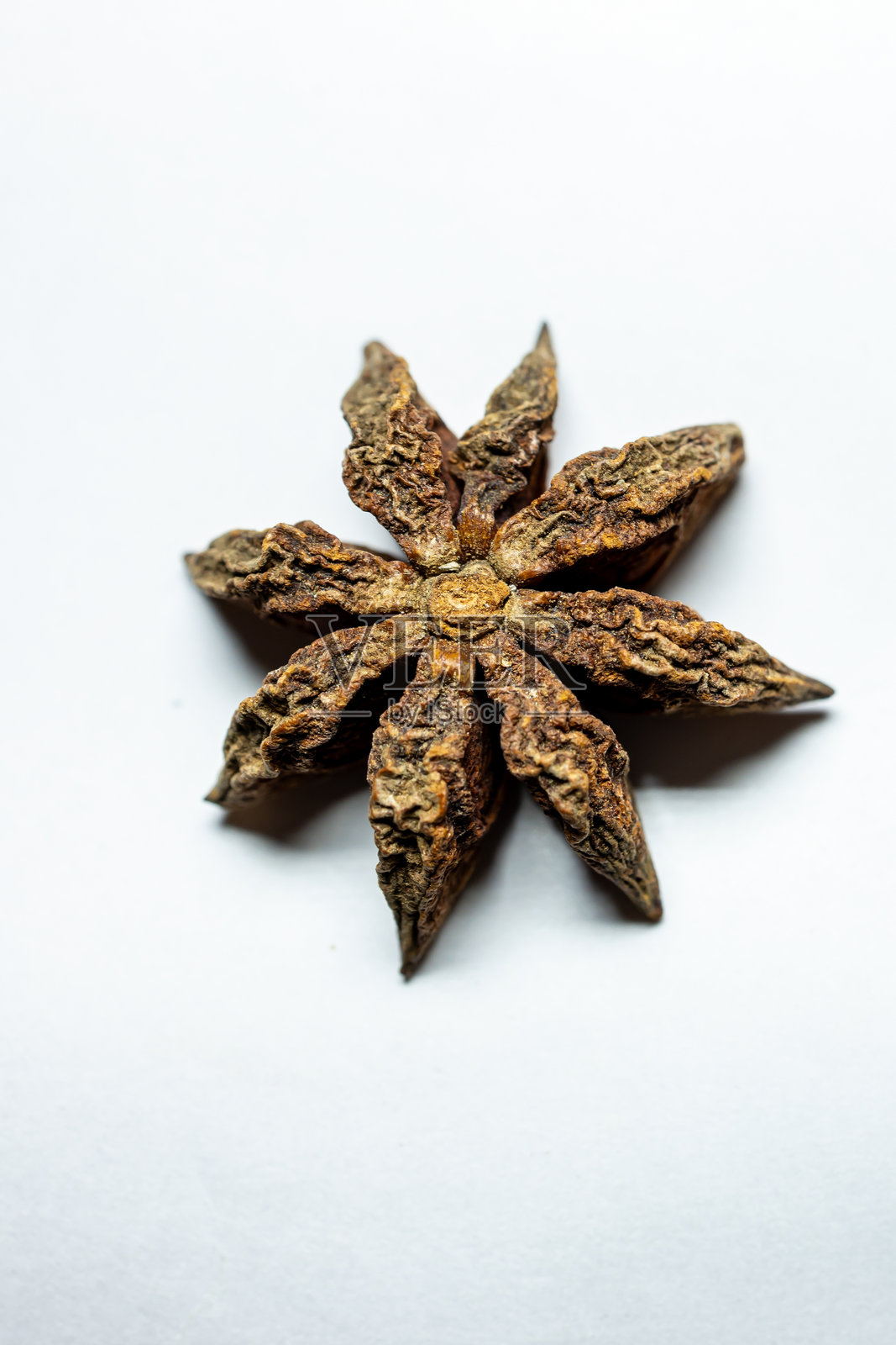 新鲜的八角茴香特写，背景为白色，摄影棚拍摄照片摄影图片