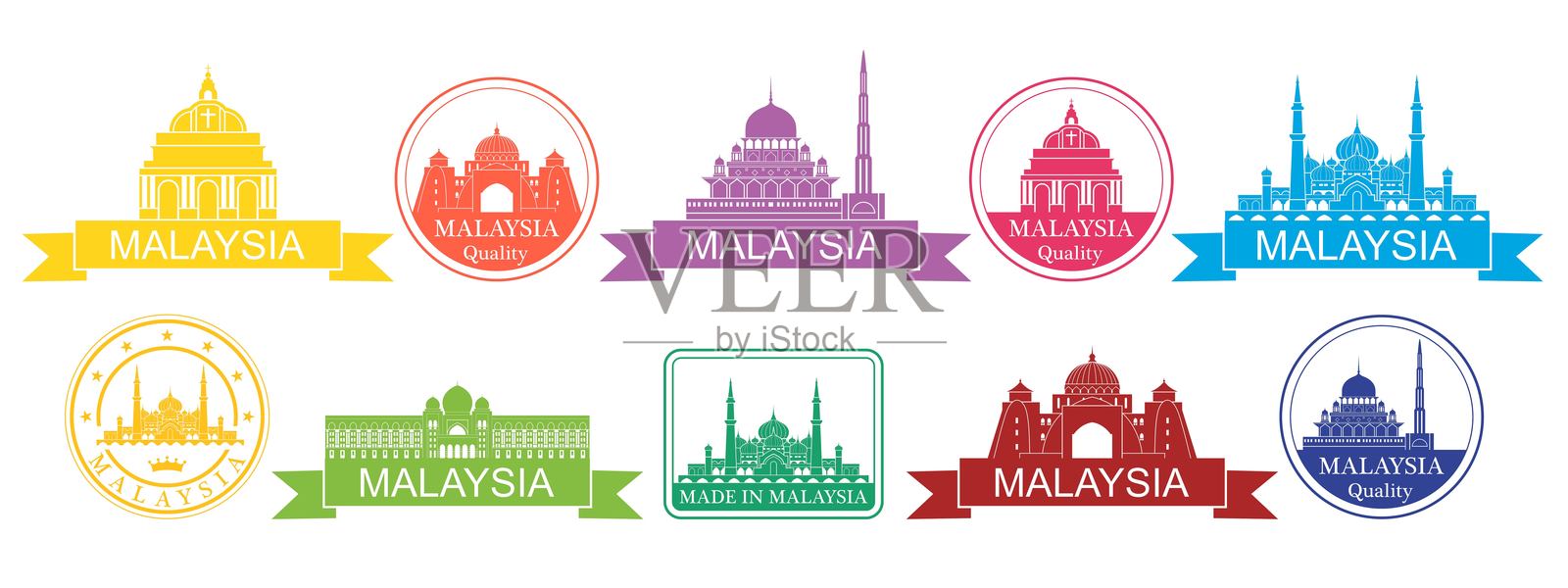 马来西亚轮廓。白色背景上的孤立马来西亚。插画图片素材