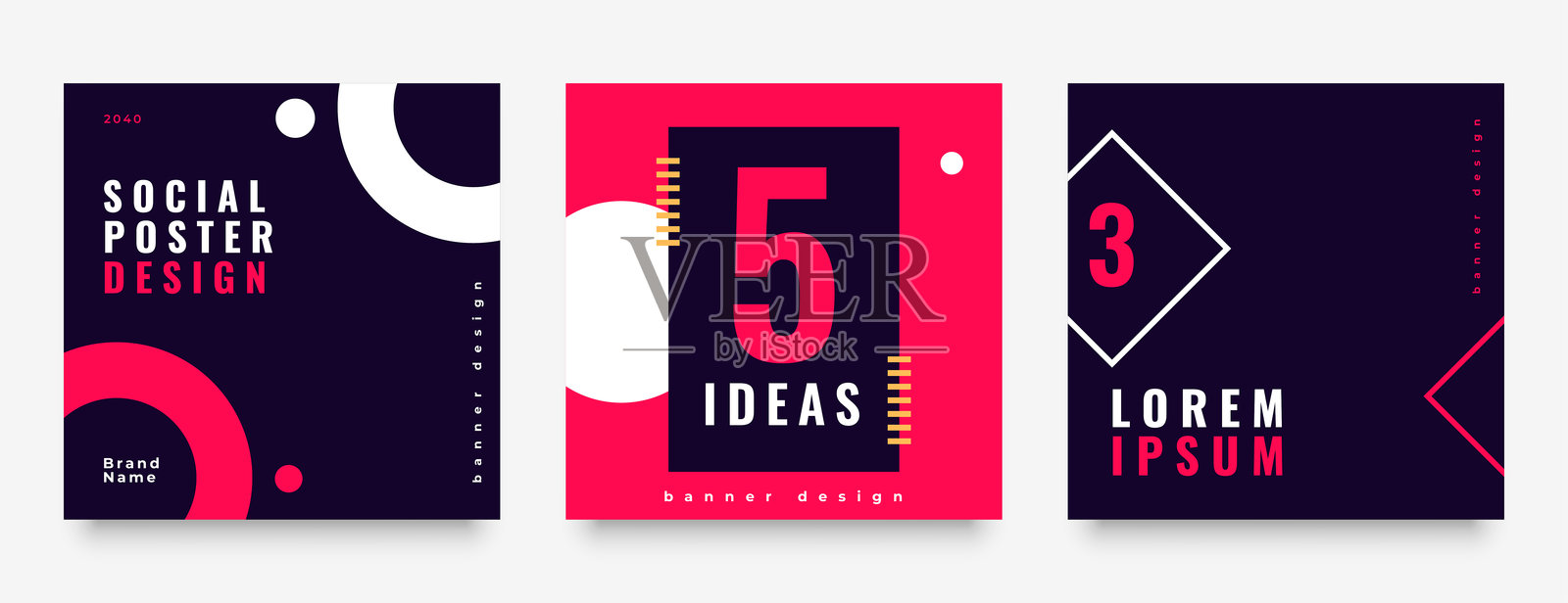 时尚社交媒体帖子横幅合集，提供数字化技巧插画图片素材