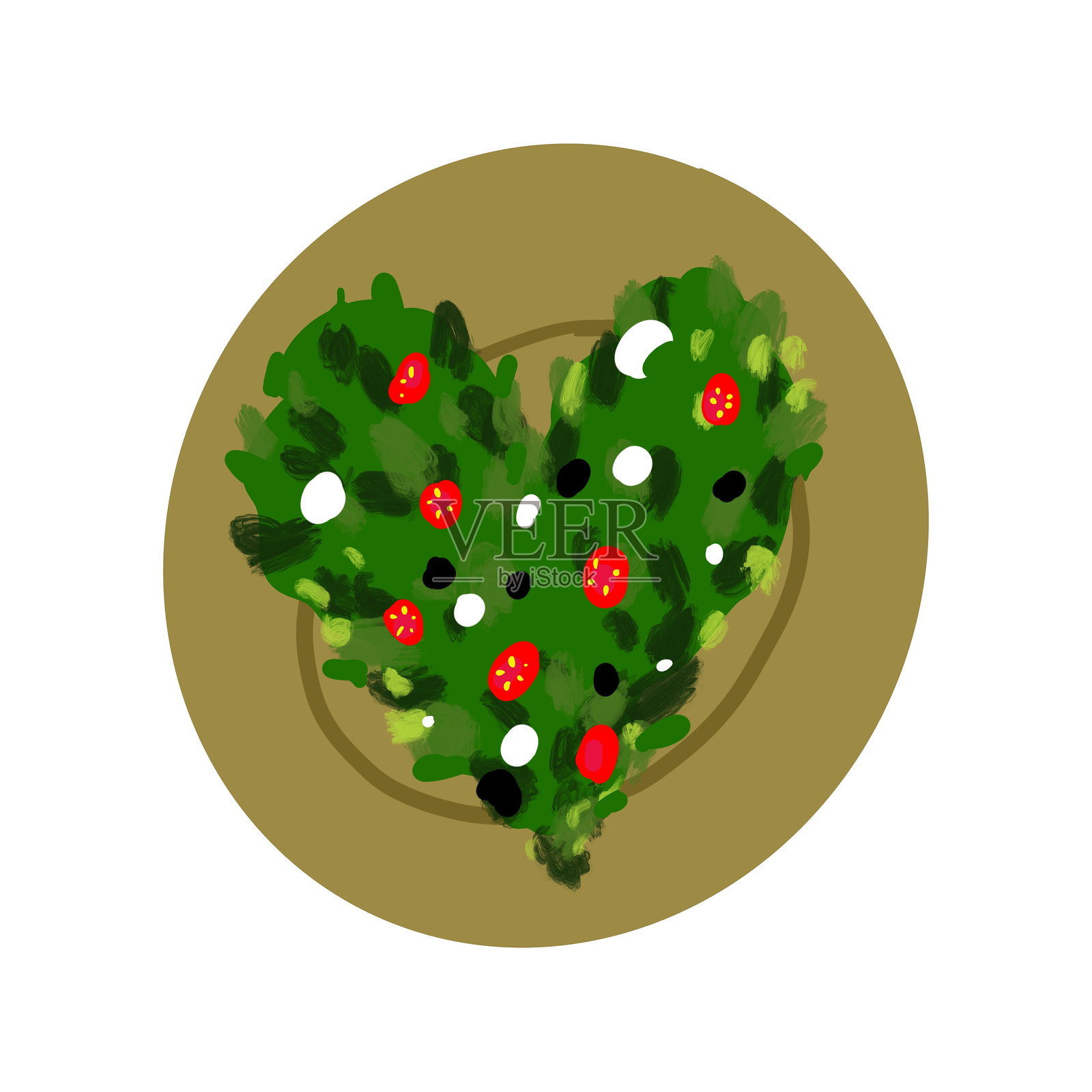 心形番茄马苏里拉沙拉插画图片素材